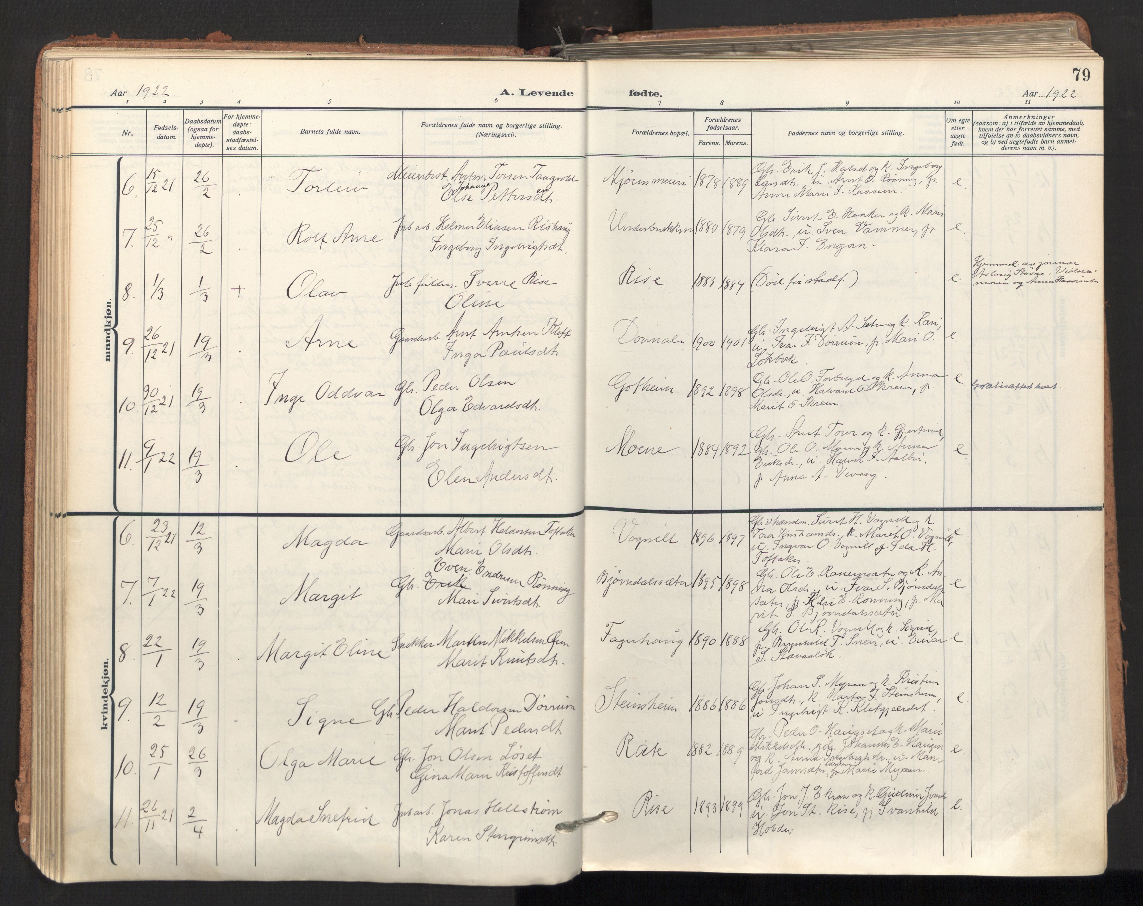 Ministerialprotokoller, klokkerbøker og fødselsregistre - Sør-Trøndelag, SAT/A-1456/678/L0909: Parish register (official) no. 678A17, 1912-1930, p. 79