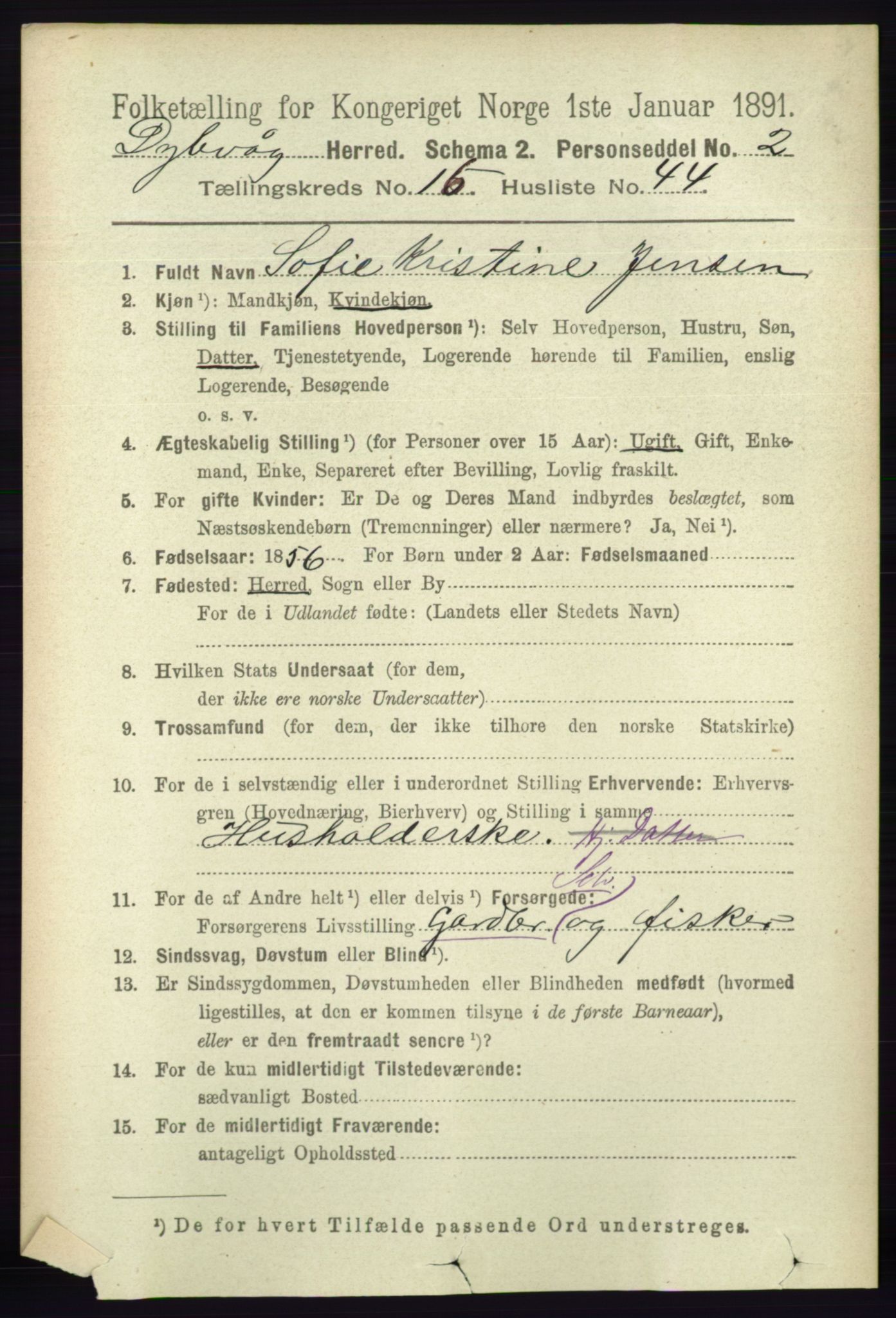 RA, 1891 census for 0915 Dypvåg, 1891, p. 6658