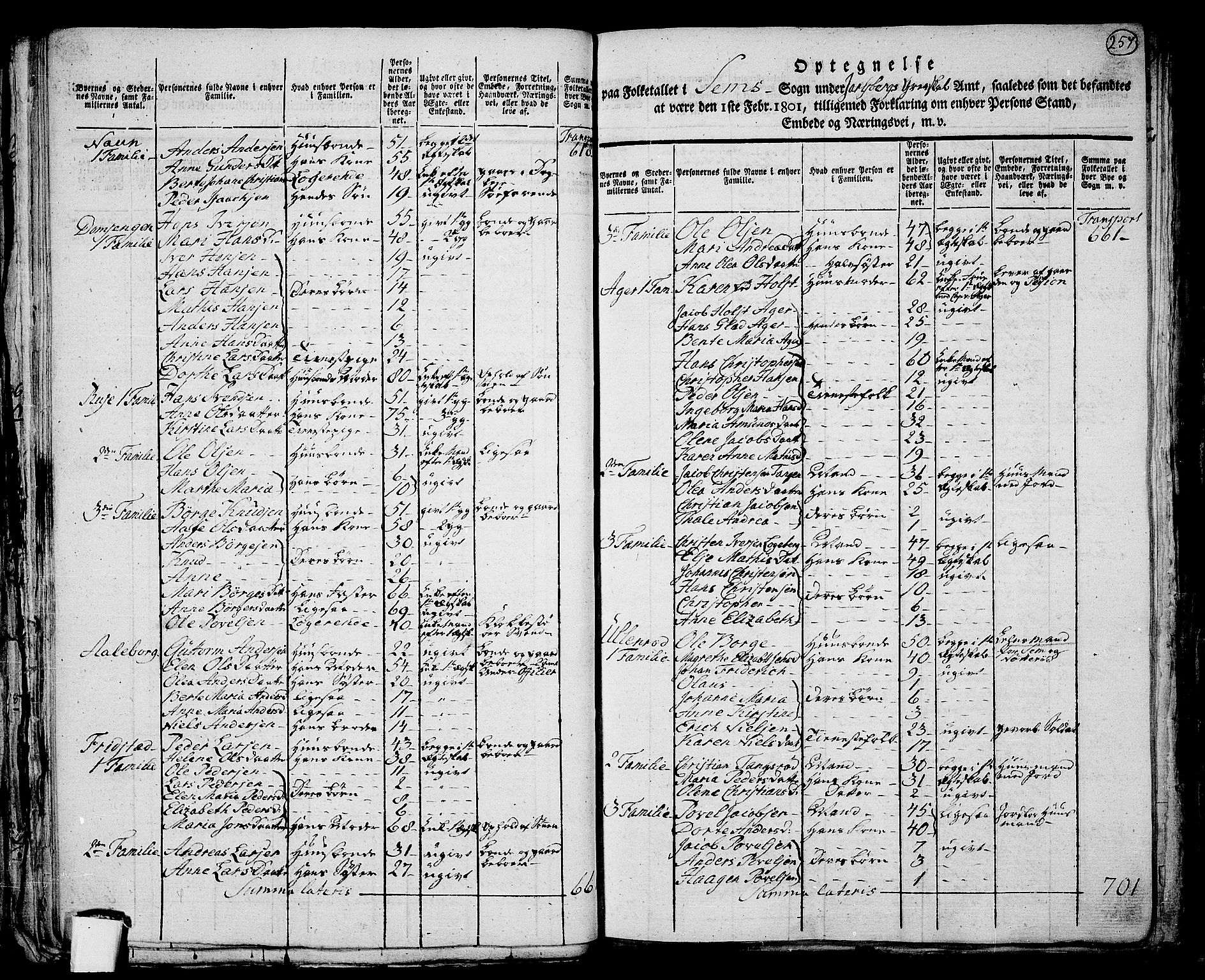 RA, 1801 census for 0721P Sem, 1801, p. 256b-257a