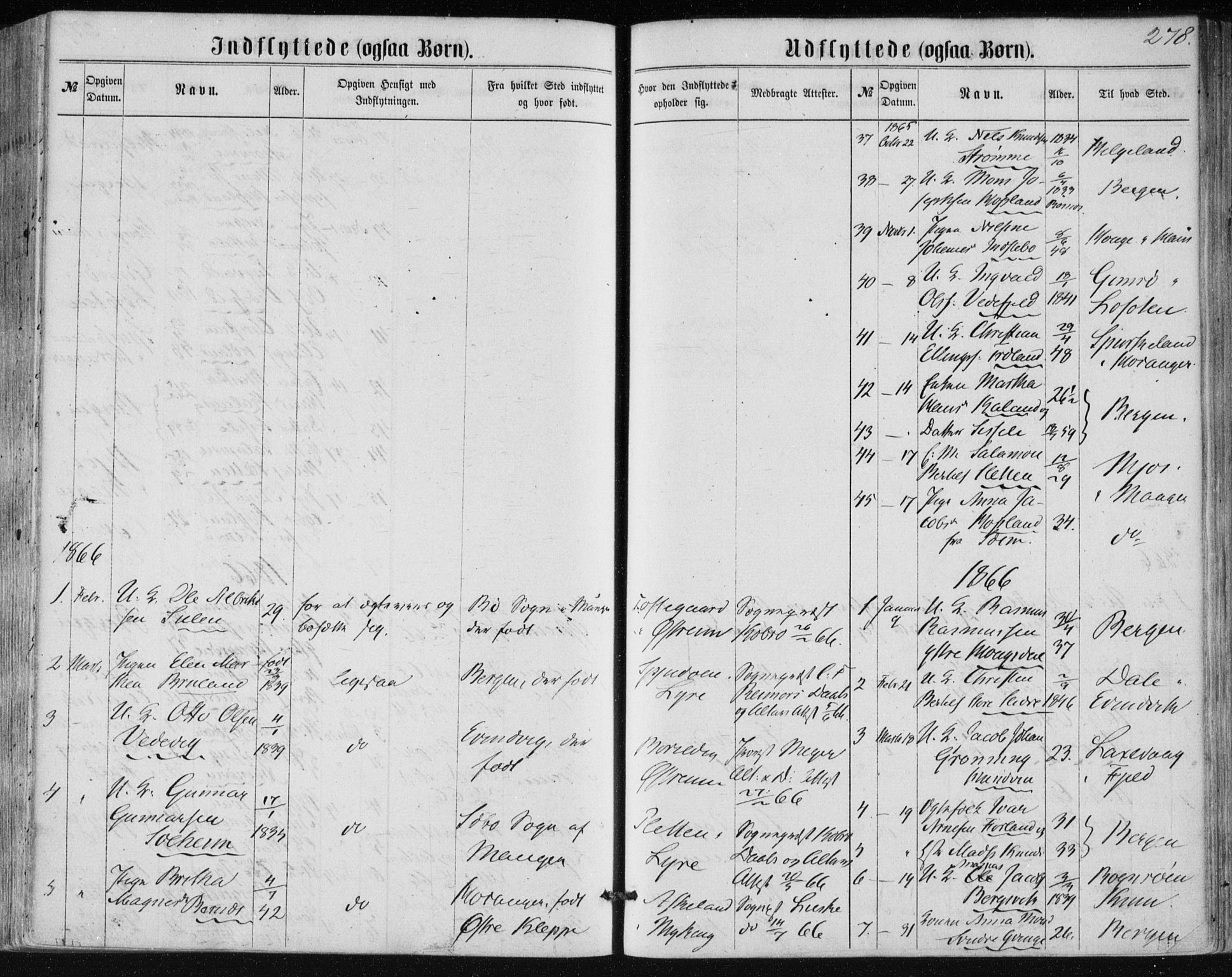 Lindås Sokneprestembete, SAB/A-76701/H/Haa: Parish register (official) no. A 16, 1863-1875, p. 278