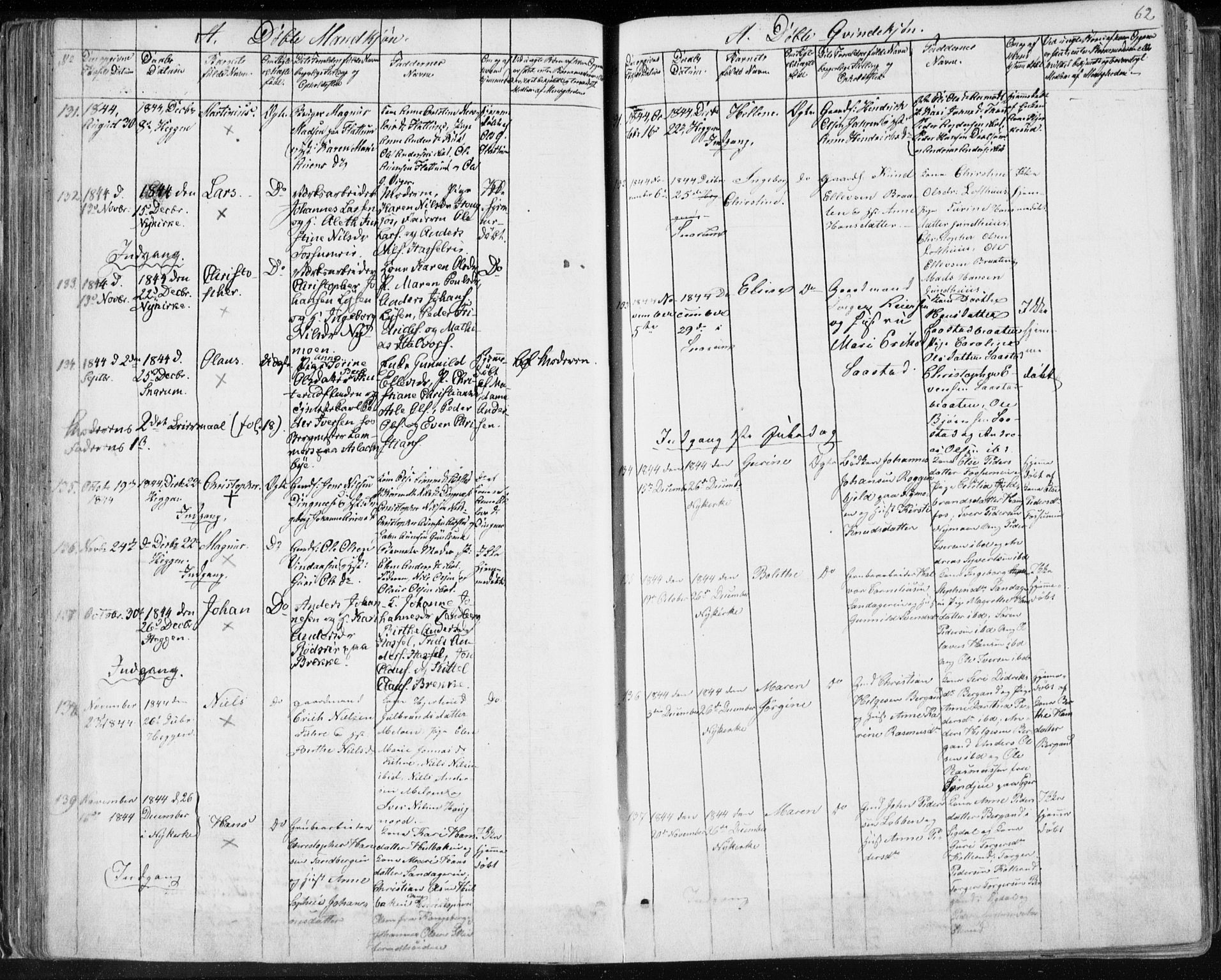 Modum kirkebøker, AV/SAKO-A-234/F/Fa/L0007: Parish register (official) no. 7, 1841-1850, p. 62