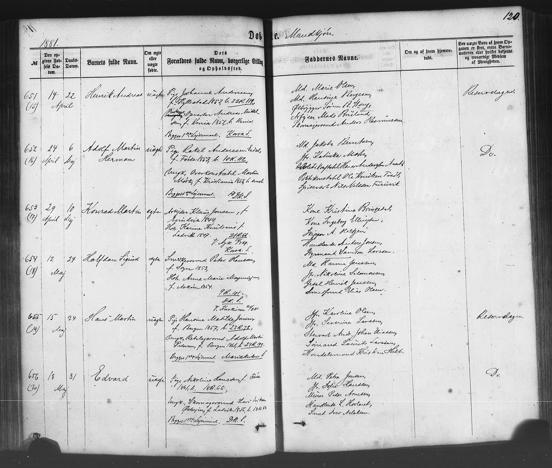 Fødselsstiftelsens sokneprestembete*, SAB/-: Parish register (official) no. A 1, 1863-1883, p. 120