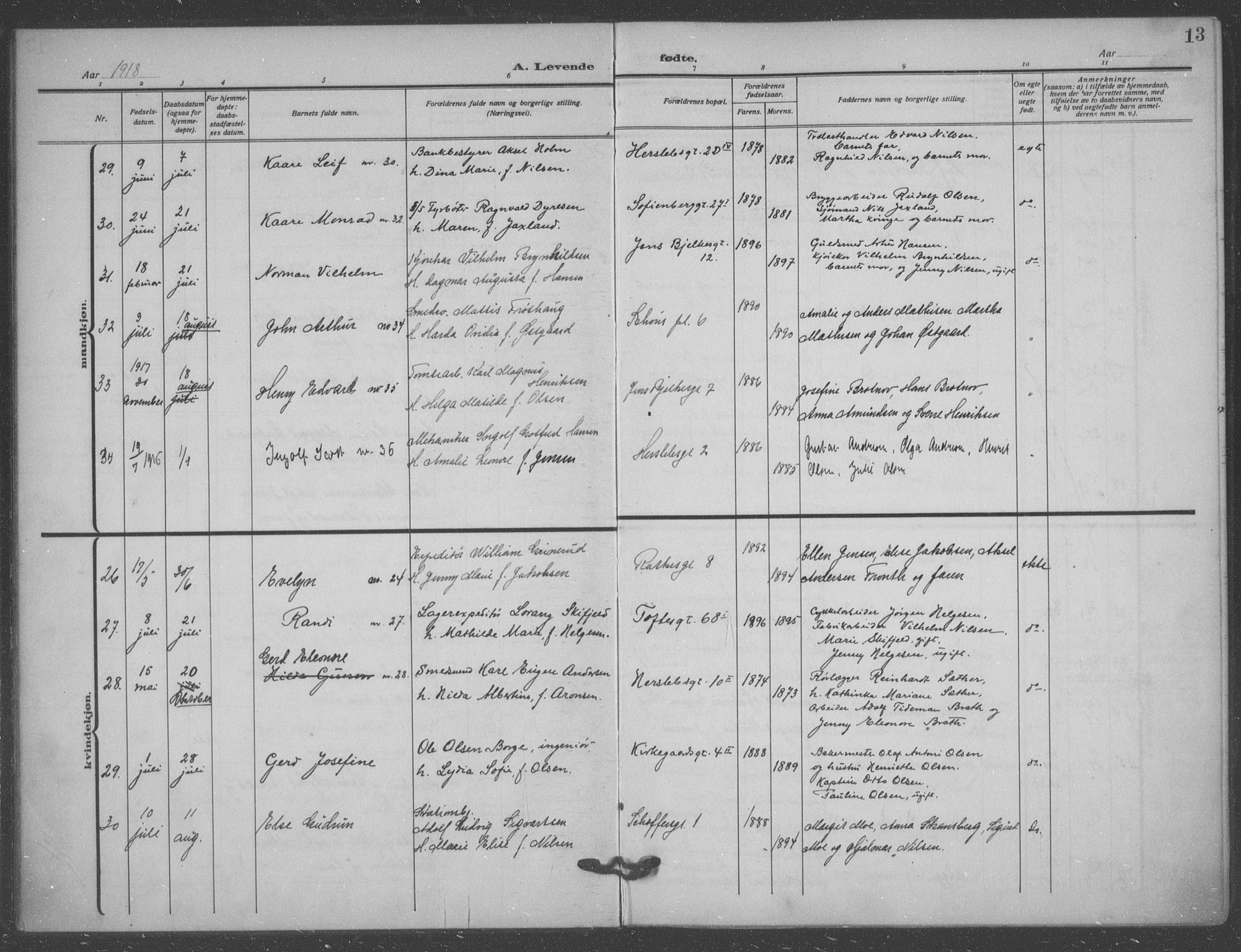 Matteus prestekontor Kirkebøker, SAO/A-10870/F/Fa/L0001: Parish register (official) no. 1, 1917-1938, p. 13