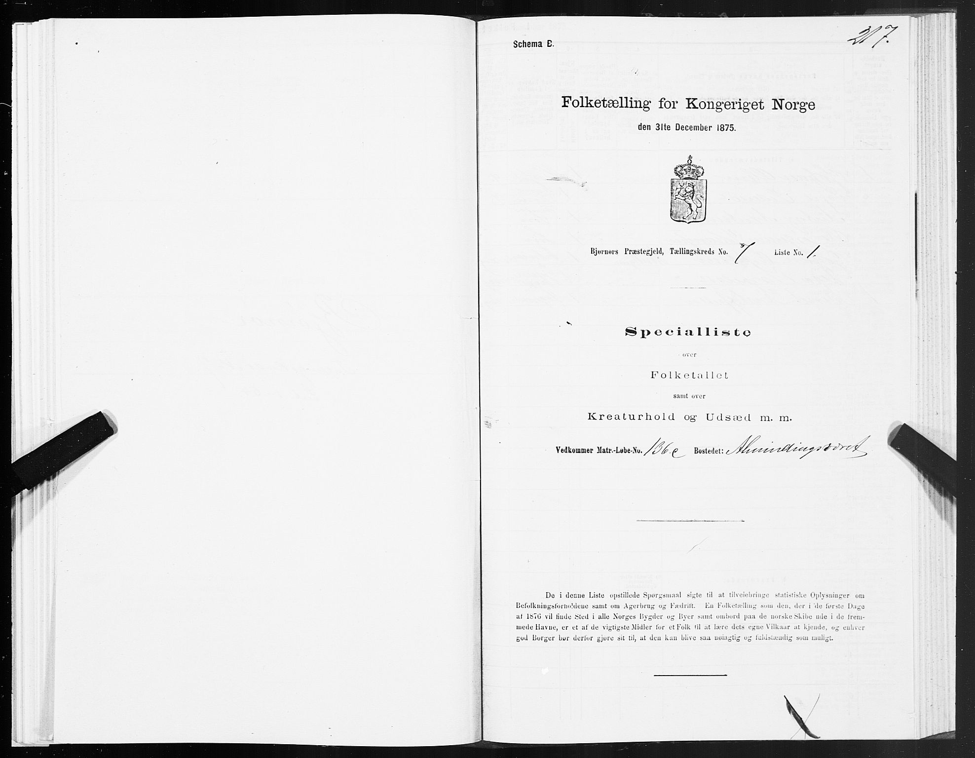 SAT, 1875 census for 1632P Bjørnør, 1875, p. 3217