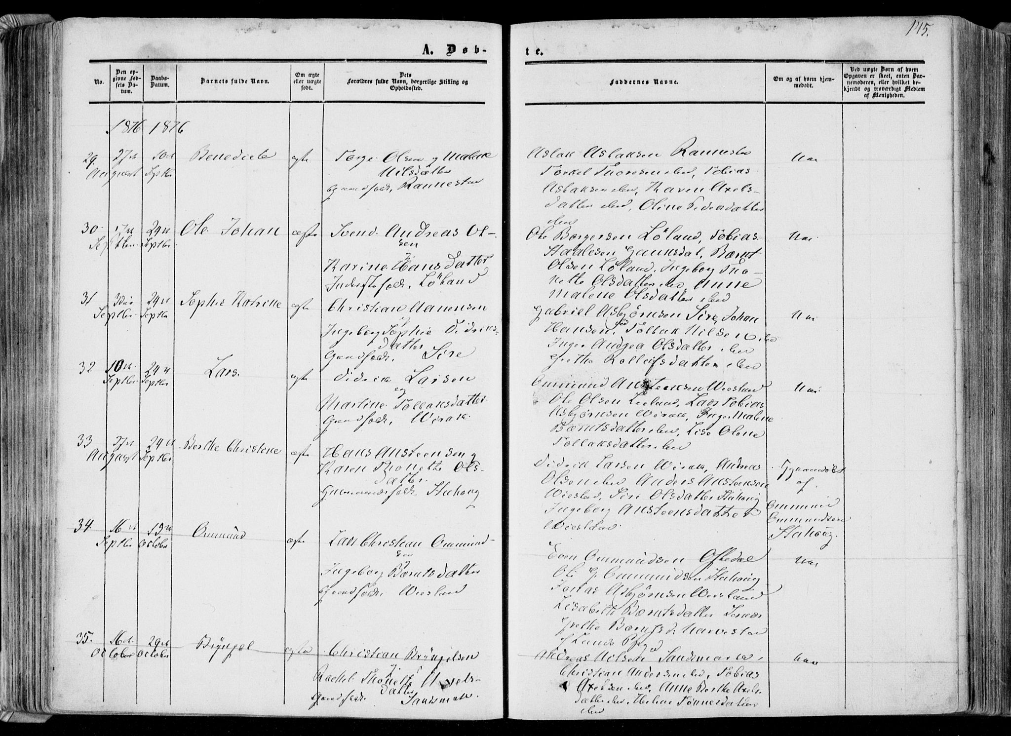 Bakke sokneprestkontor, AV/SAK-1111-0002/F/Fa/Faa/L0006: Parish register (official) no. A 6, 1855-1877, p. 145