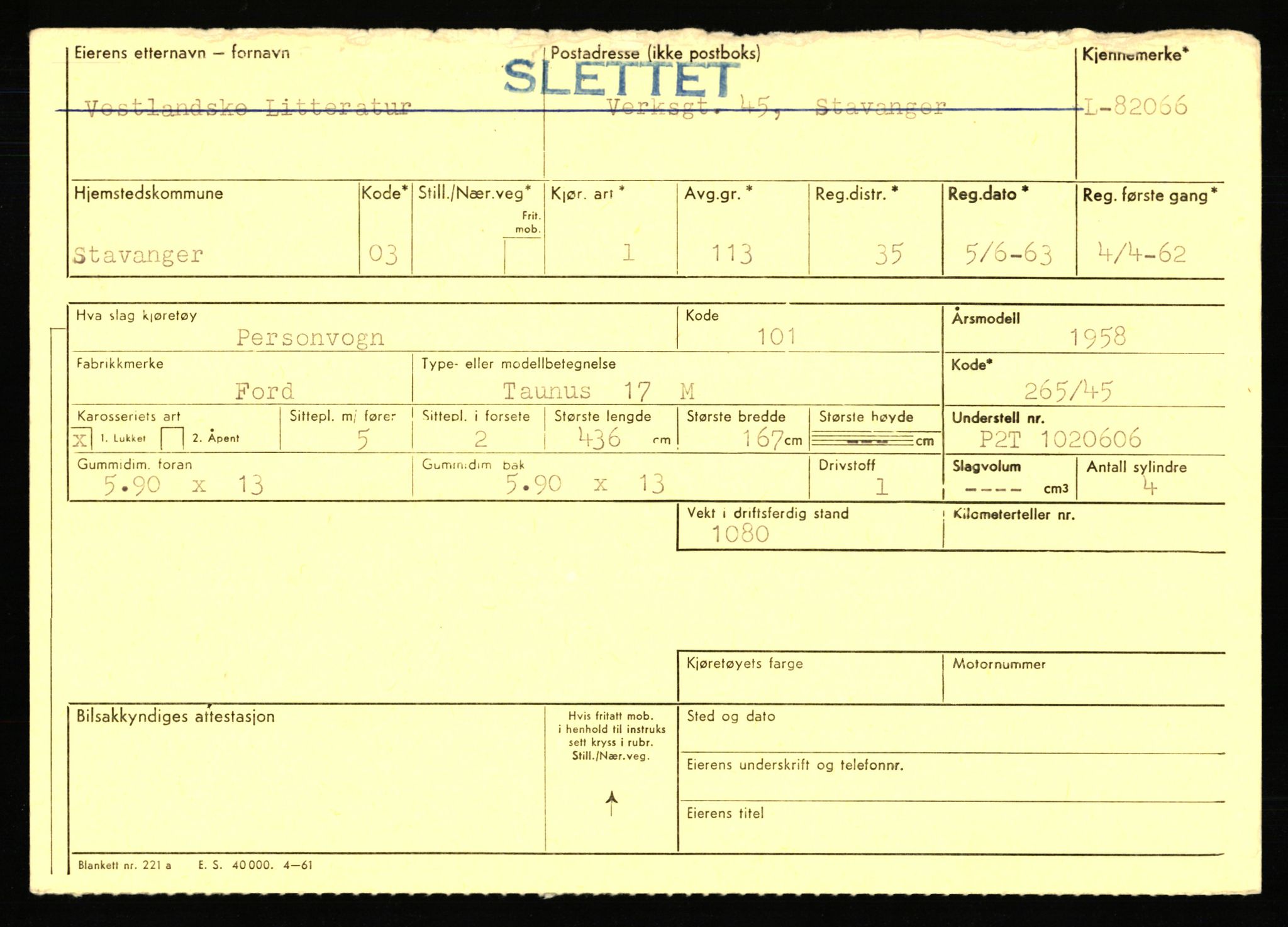 Stavanger trafikkstasjon, AV/SAST-A-101942/0/F/L0071: L-80500 - L-82199, 1930-1971, p. 2541