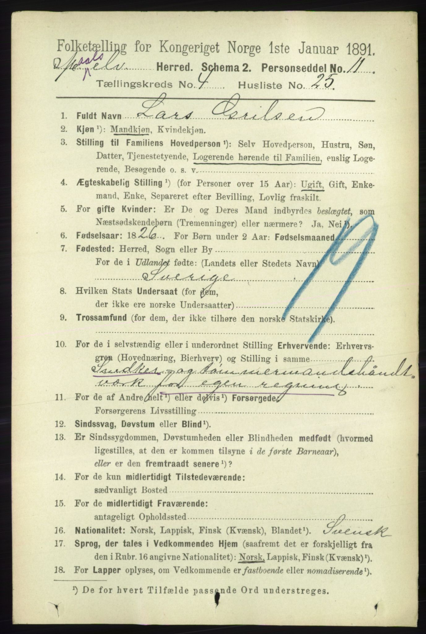 RA, 1891 census for 1924 Målselv, 1891, p. 1263