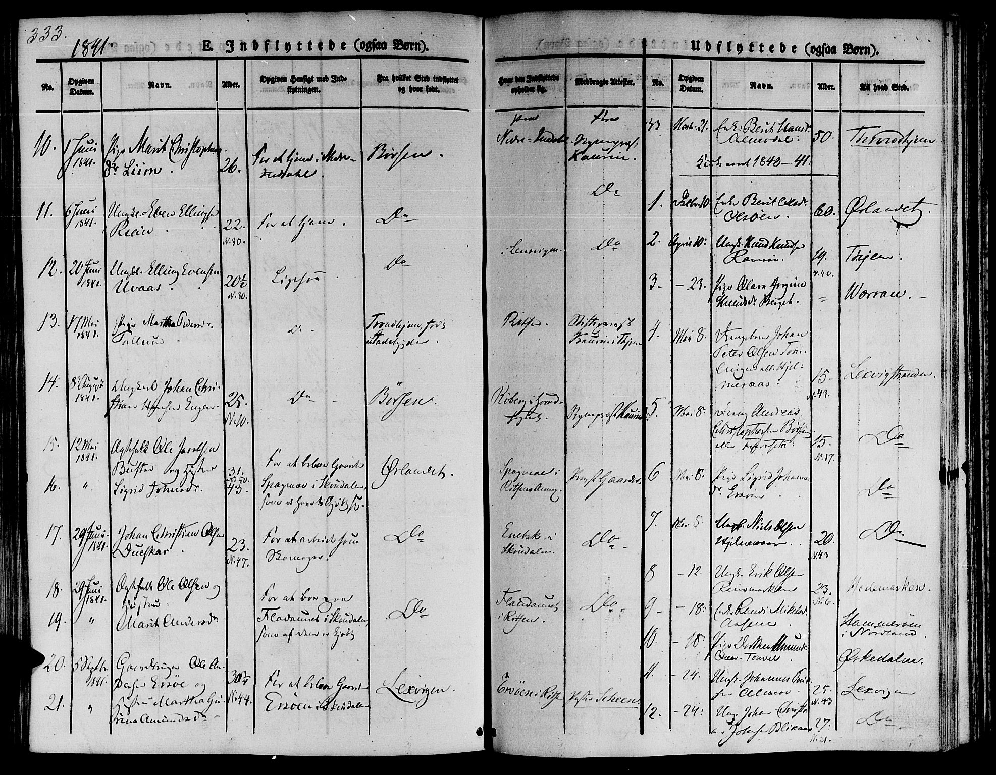 Ministerialprotokoller, klokkerbøker og fødselsregistre - Sør-Trøndelag, SAT/A-1456/646/L0610: Parish register (official) no. 646A08, 1837-1847, p. 333