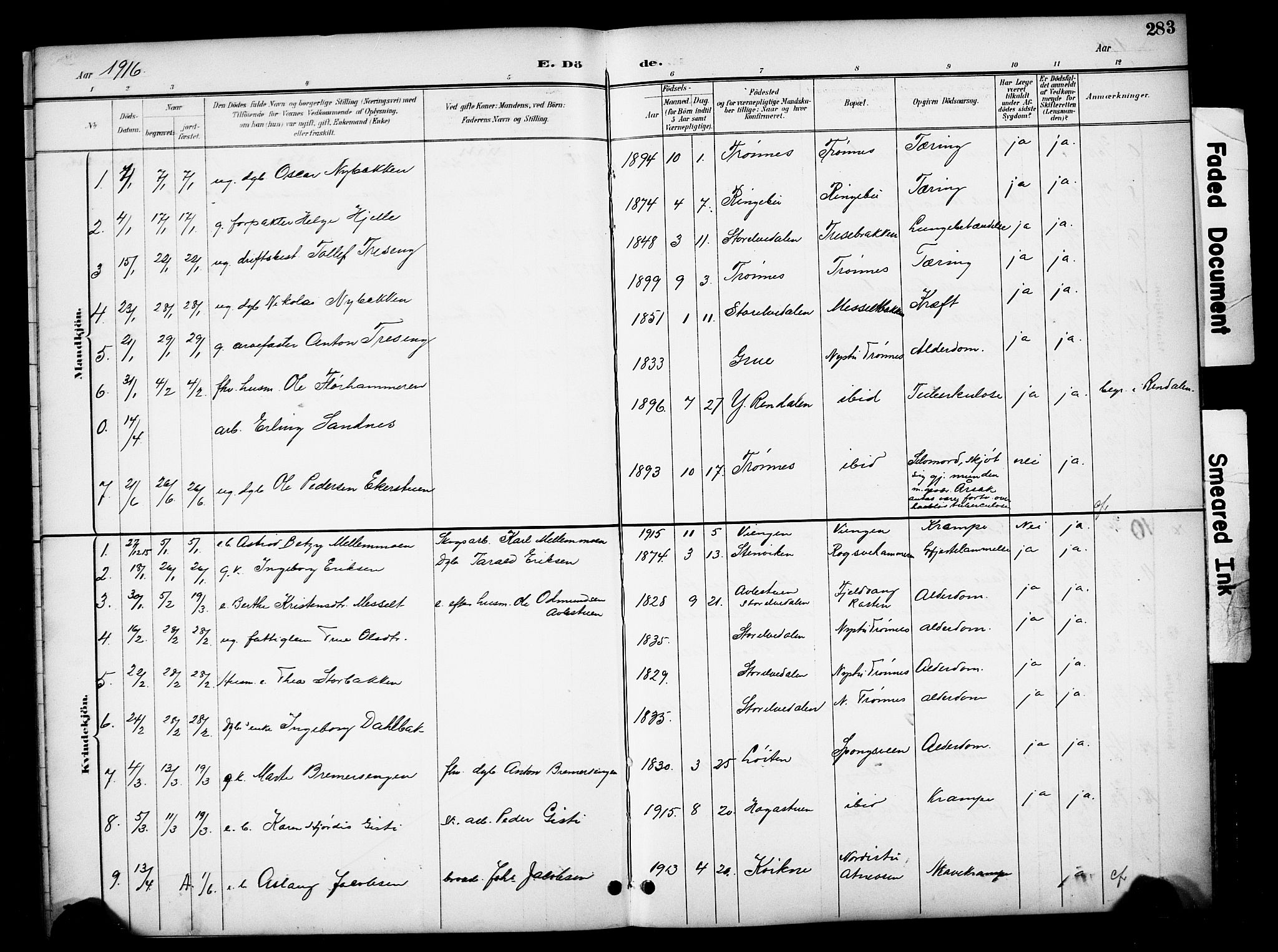 Stor-Elvdal prestekontor, AV/SAH-PREST-052/H/Ha/Hab/L0003: Parish register (copy) no. 3, 1895-1917, p. 283