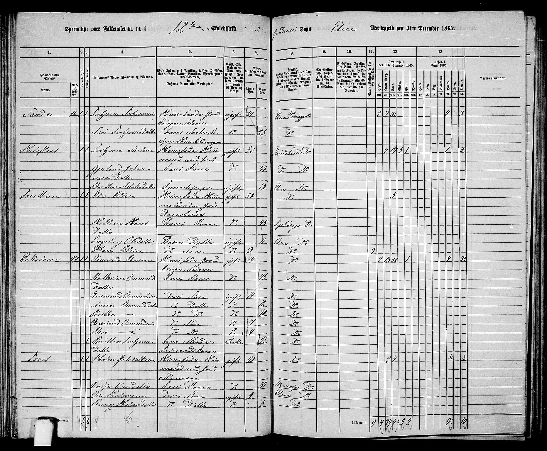 RA, 1865 census for Etne, 1865, p. 81