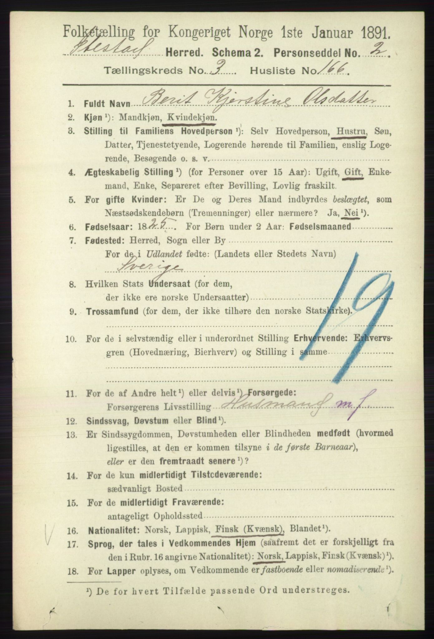 RA, 1891 census for 1917 Ibestad, 1891, p. 2828