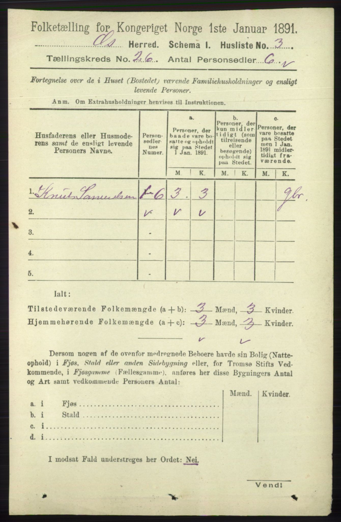 RA, 1891 census for 1243 Os, 1891, p. 5475