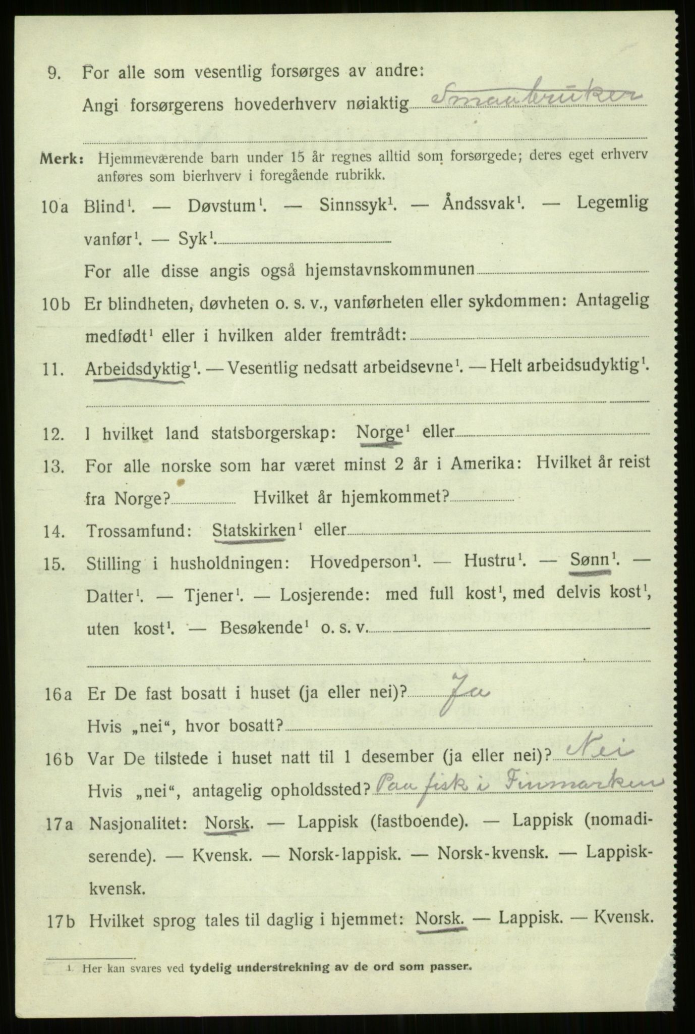 SATØ, 1920 census for Trondenes, 1920, p. 21922