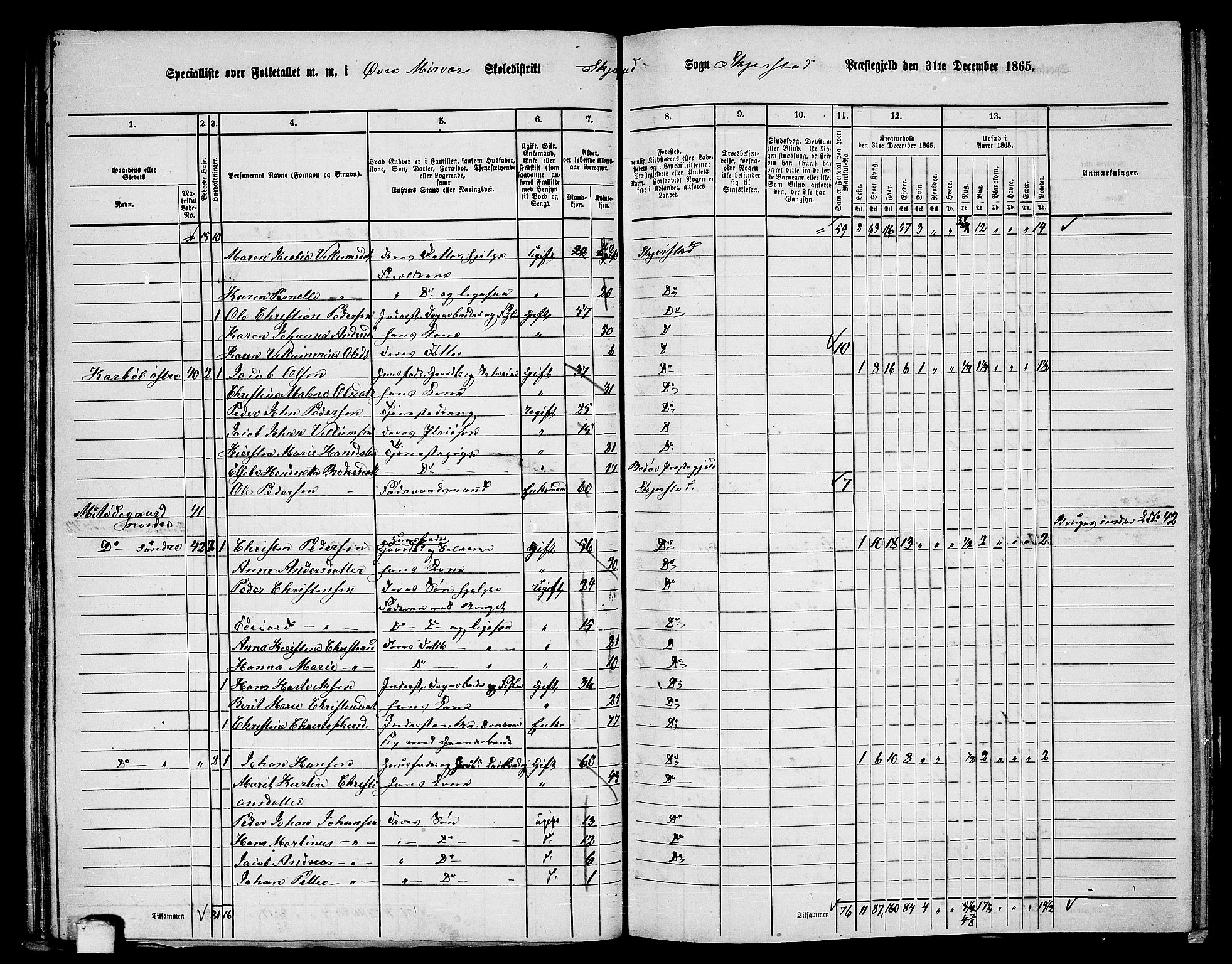 RA, 1865 census for Skjerstad, 1865, p. 57