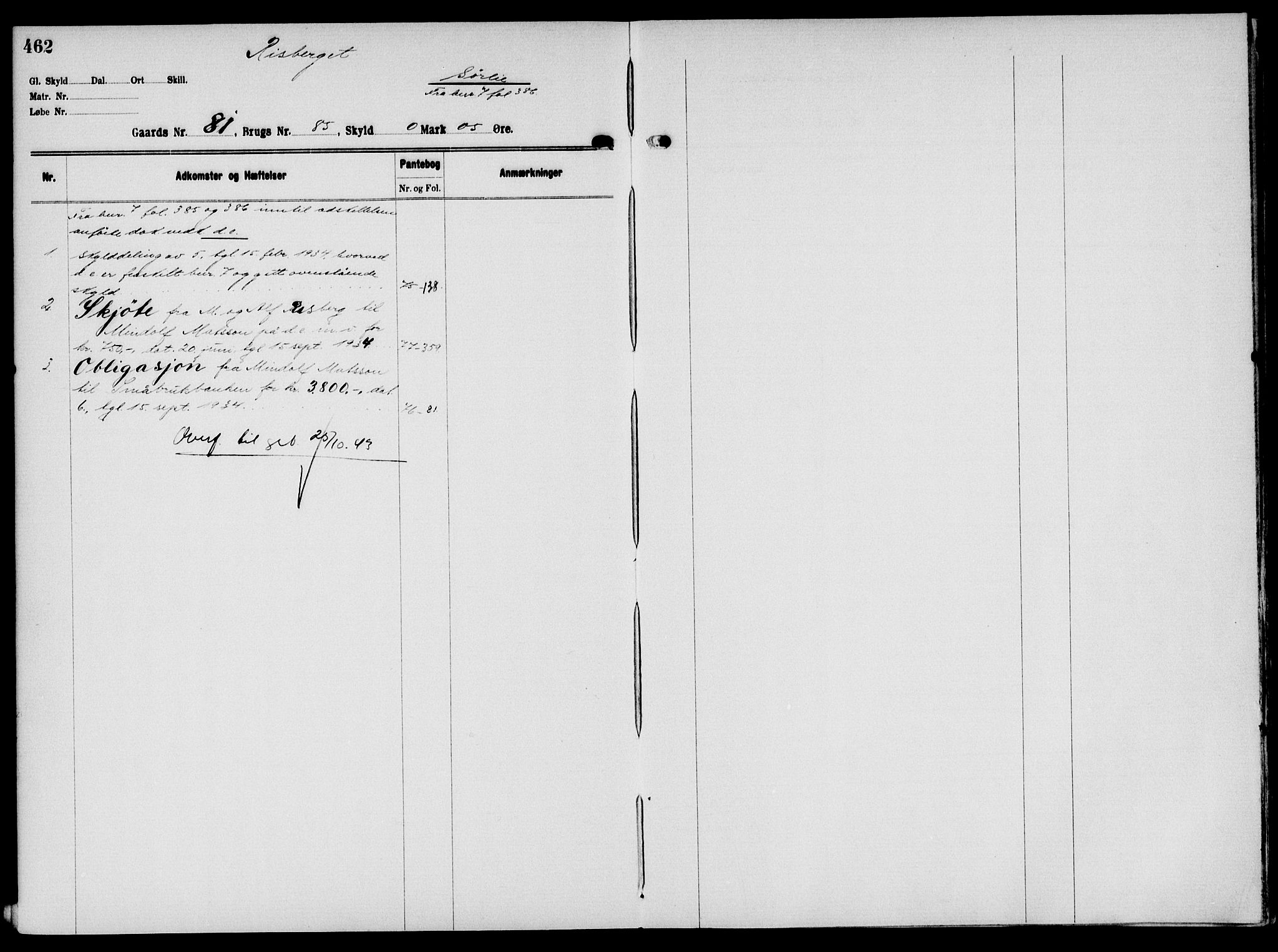 Solør tingrett, AV/SAH-TING-008/H/Ha/Hak/L0006: Mortgage register no. VI, 1900-1935, p. 462