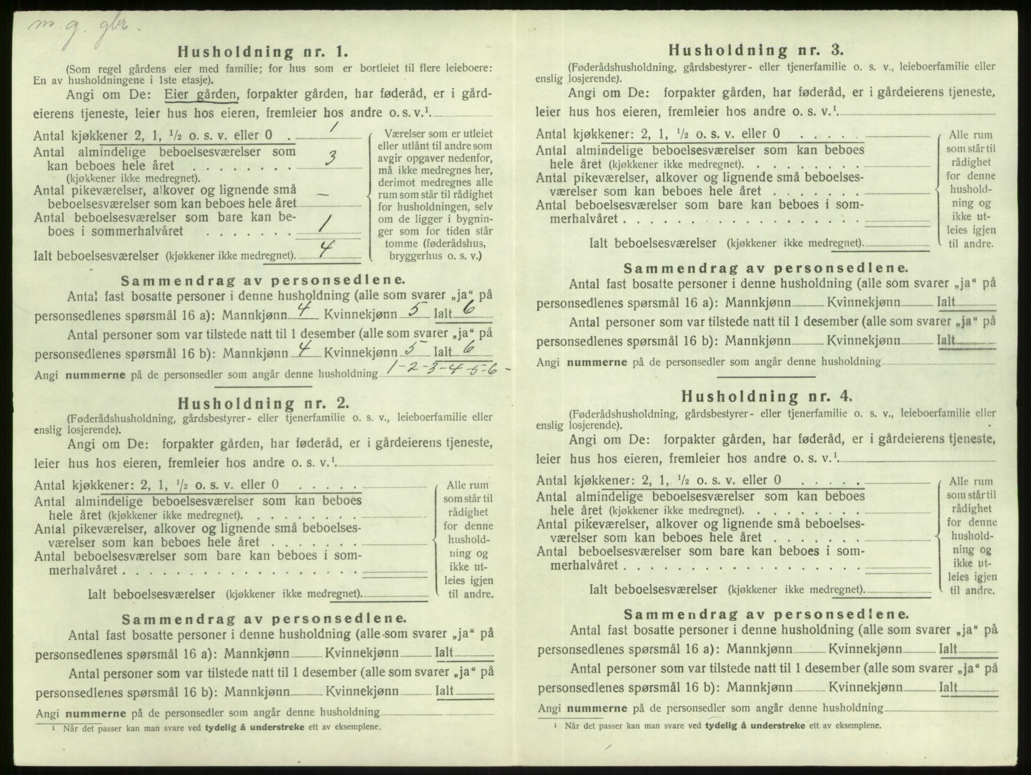 SAB, 1920 census for Gulen, 1920, p. 831