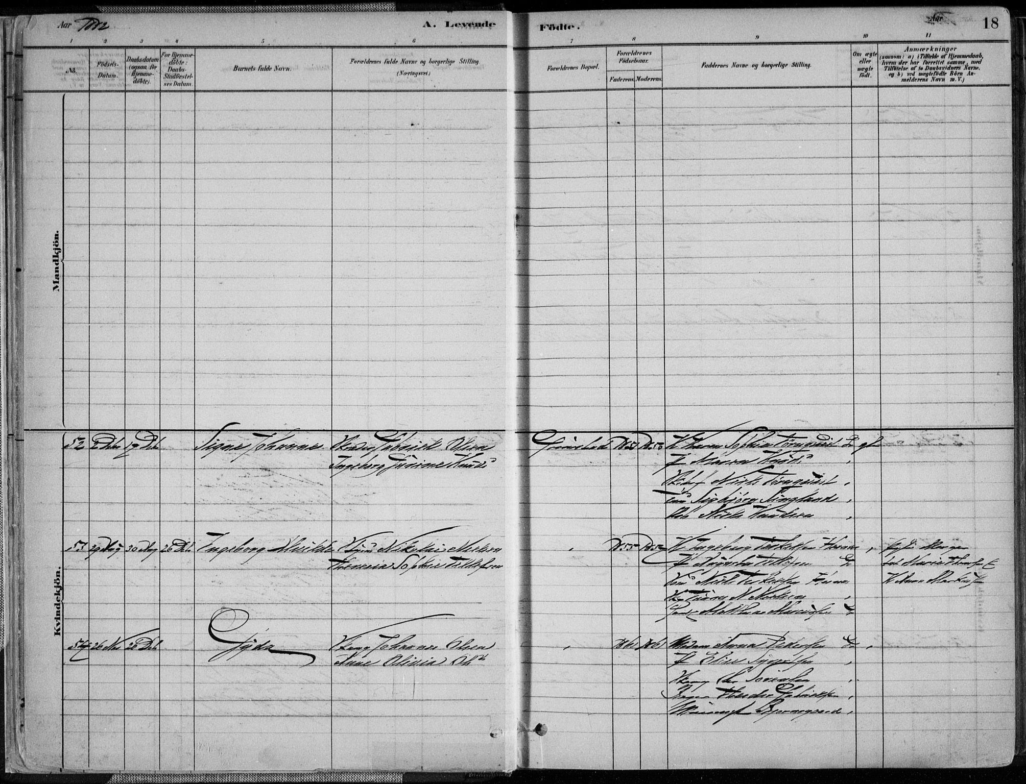 Grimstad sokneprestkontor, SAK/1111-0017/F/Fa/L0003: Parish register (official) no. A 2, 1882-1912, p. 18