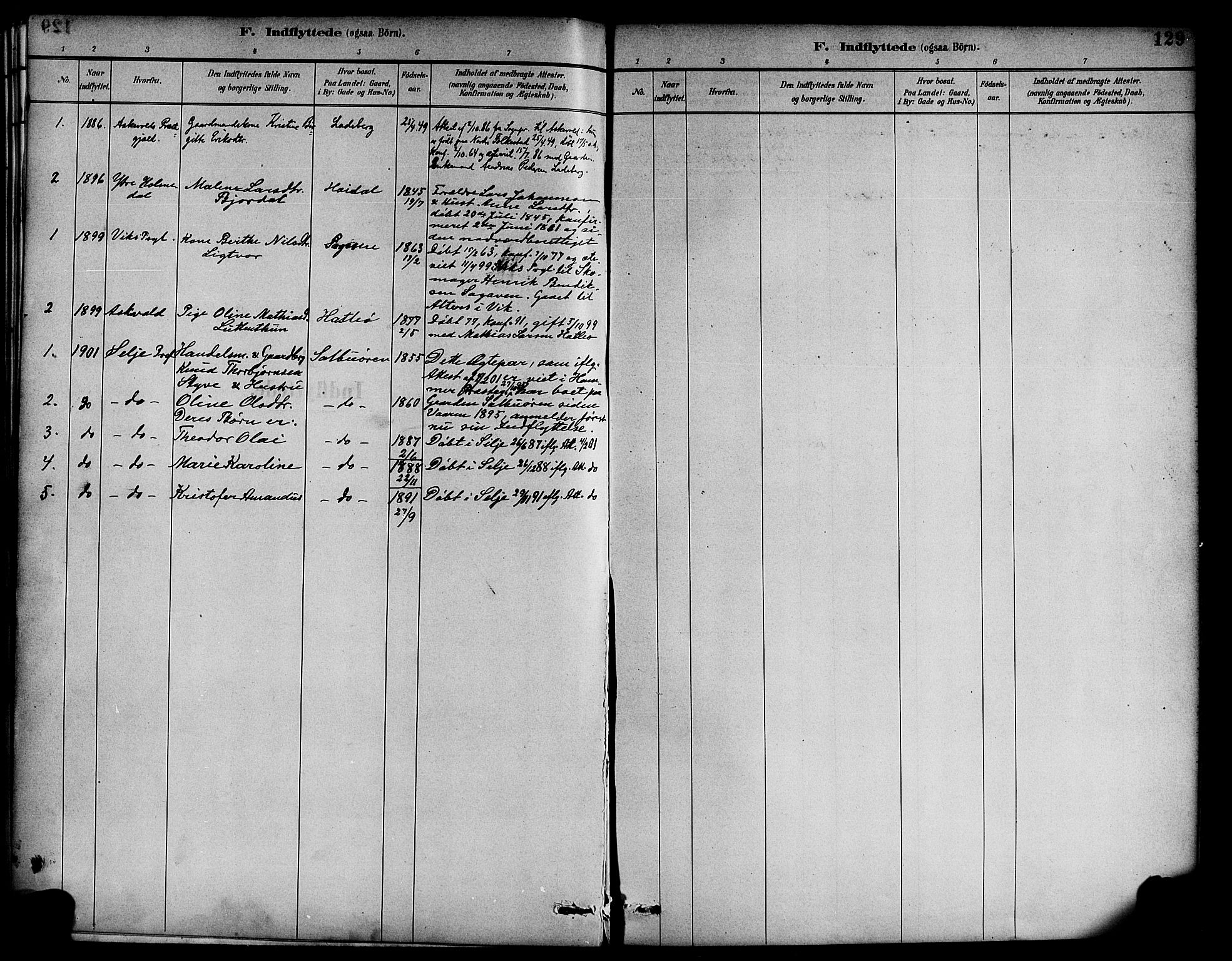 Hyllestad sokneprestembete, SAB/A-80401: Parish register (official) no. D 1, 1886-1905, p. 129