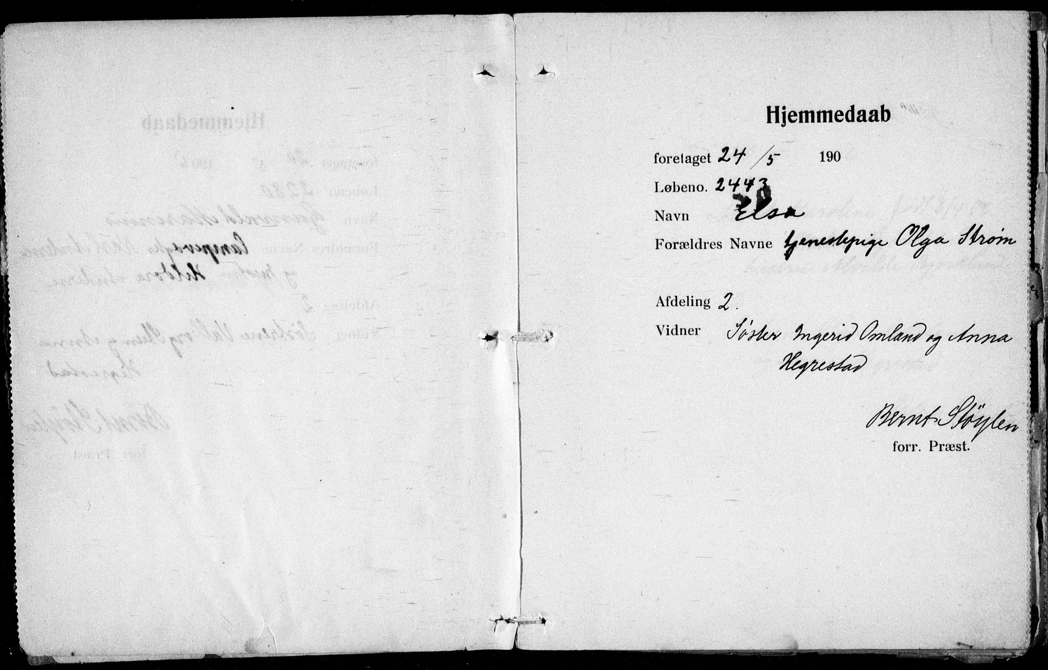 Ullevål sykehus prestekontor Kirkebøker, SAO/A-10542a/K/Ka/L0001: Baptism register no. 1, 1906-1914