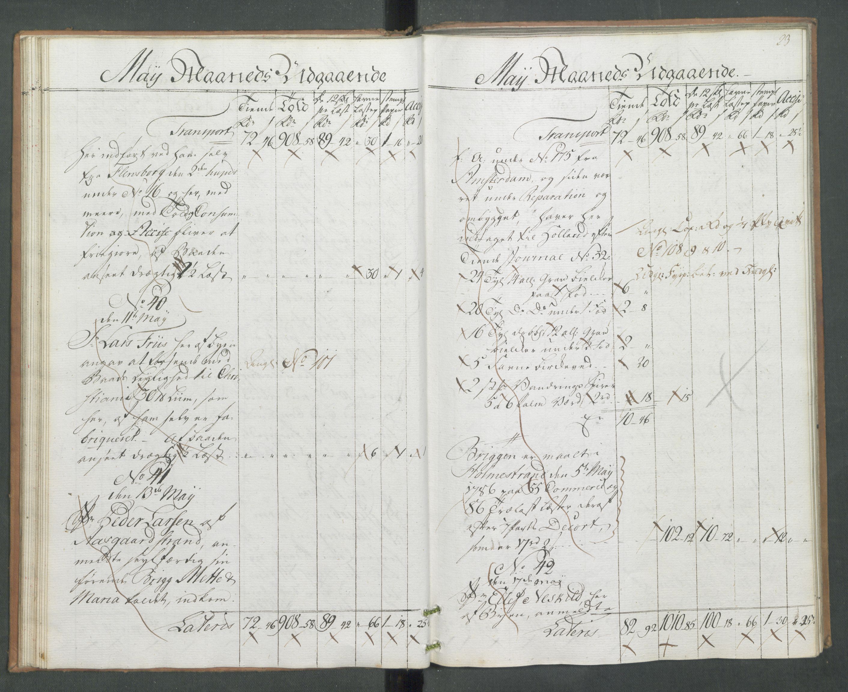 Generaltollkammeret, tollregnskaper, AV/RA-EA-5490/R09/L0079/0001: Tollregnskaper Holmestrand / Utgående hovedtollbok, 1786, p. 22b-23a