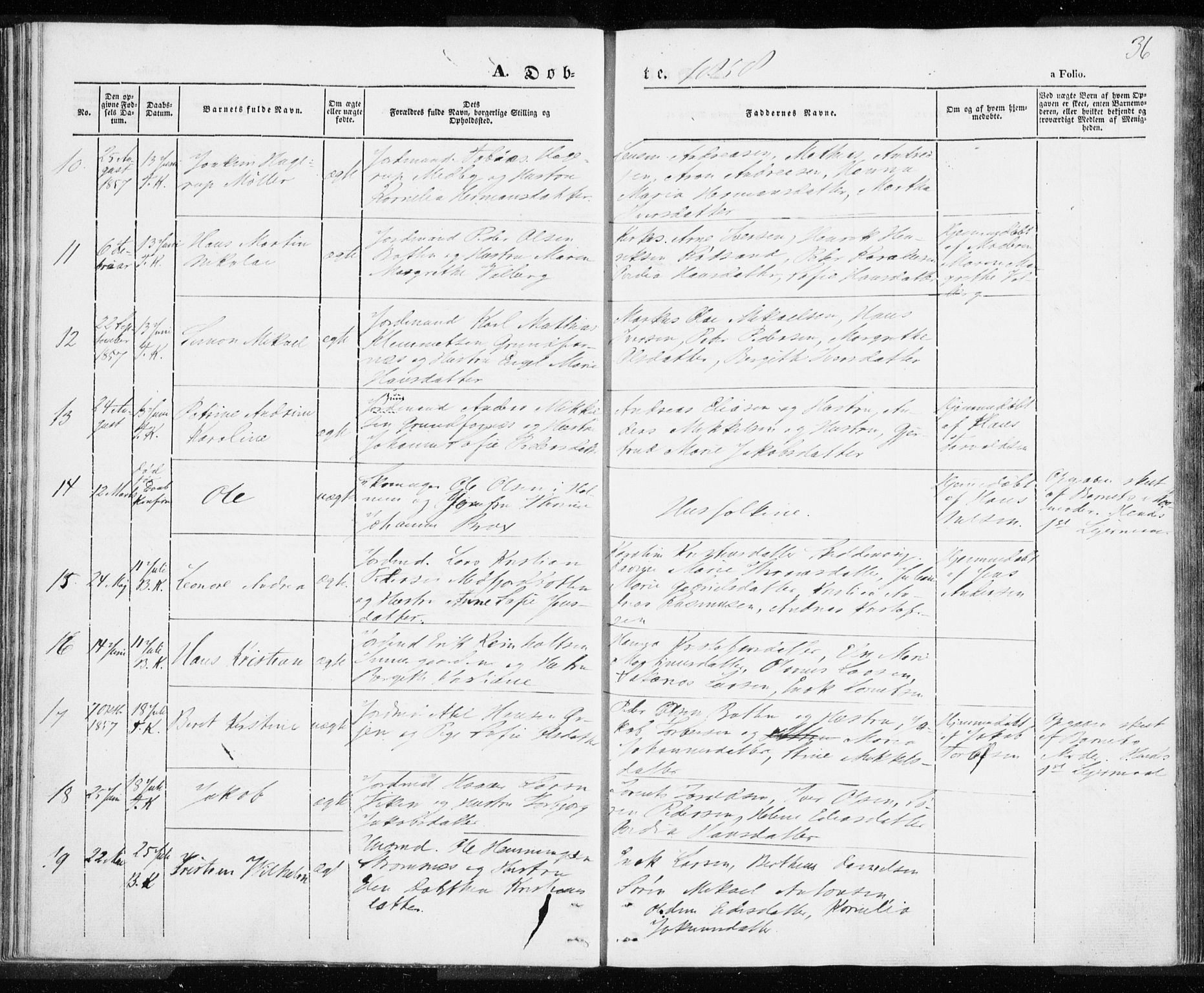 Berg sokneprestkontor, SATØ/S-1318/G/Ga/Gaa/L0001kirke: Parish register (official) no. 1, 1846-1859, p. 36