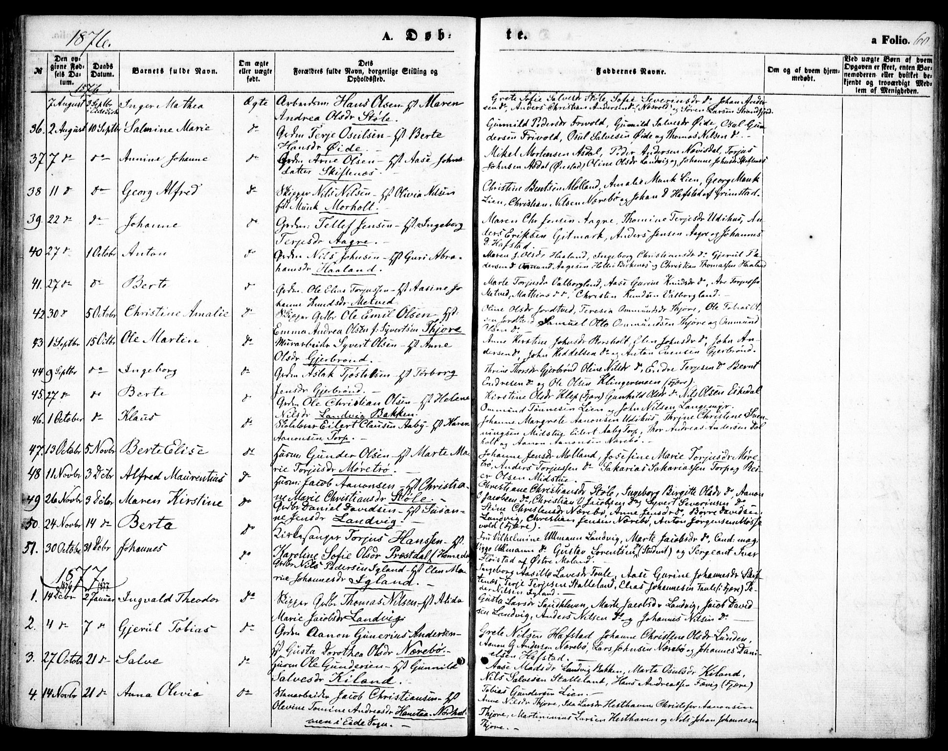 Hommedal sokneprestkontor, AV/SAK-1111-0023/F/Fa/Fab/L0005: Parish register (official) no. A 5, 1861-1877, p. 60