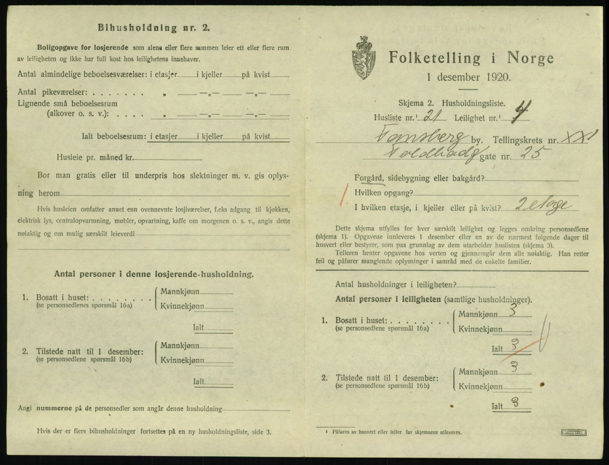 SAKO, 1920 census for Tønsberg, 1920, p. 7853