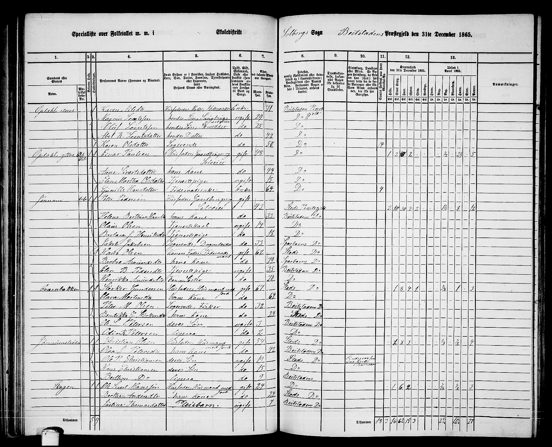 RA, 1865 census for Beitstad, 1865, p. 70