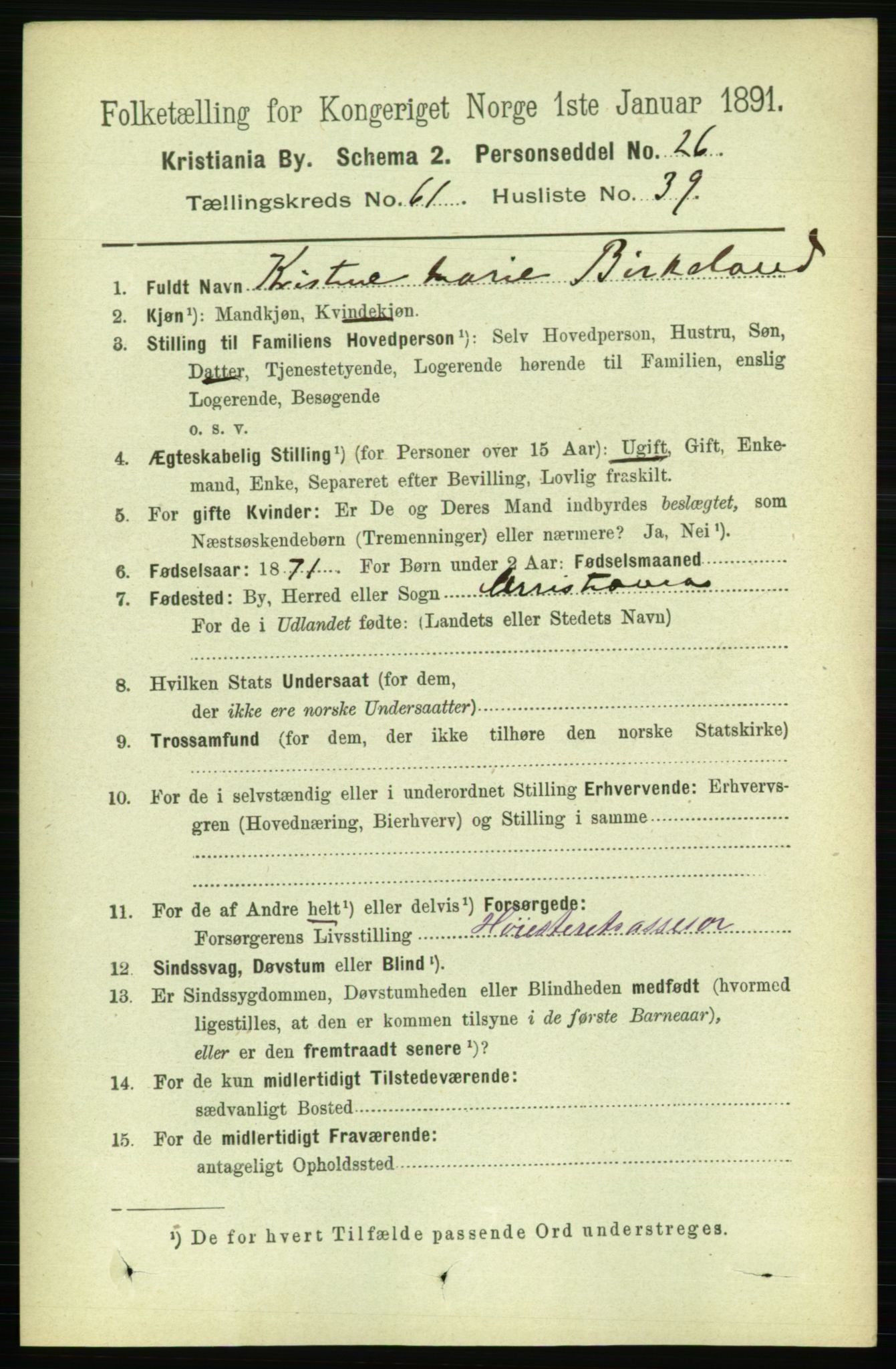 RA, 1891 census for 0301 Kristiania, 1891, p. 32927