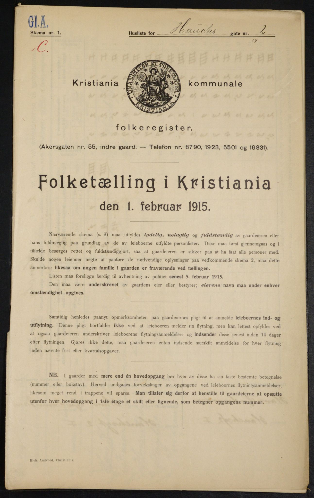 OBA, Municipal Census 1915 for Kristiania, 1915, p. 34662