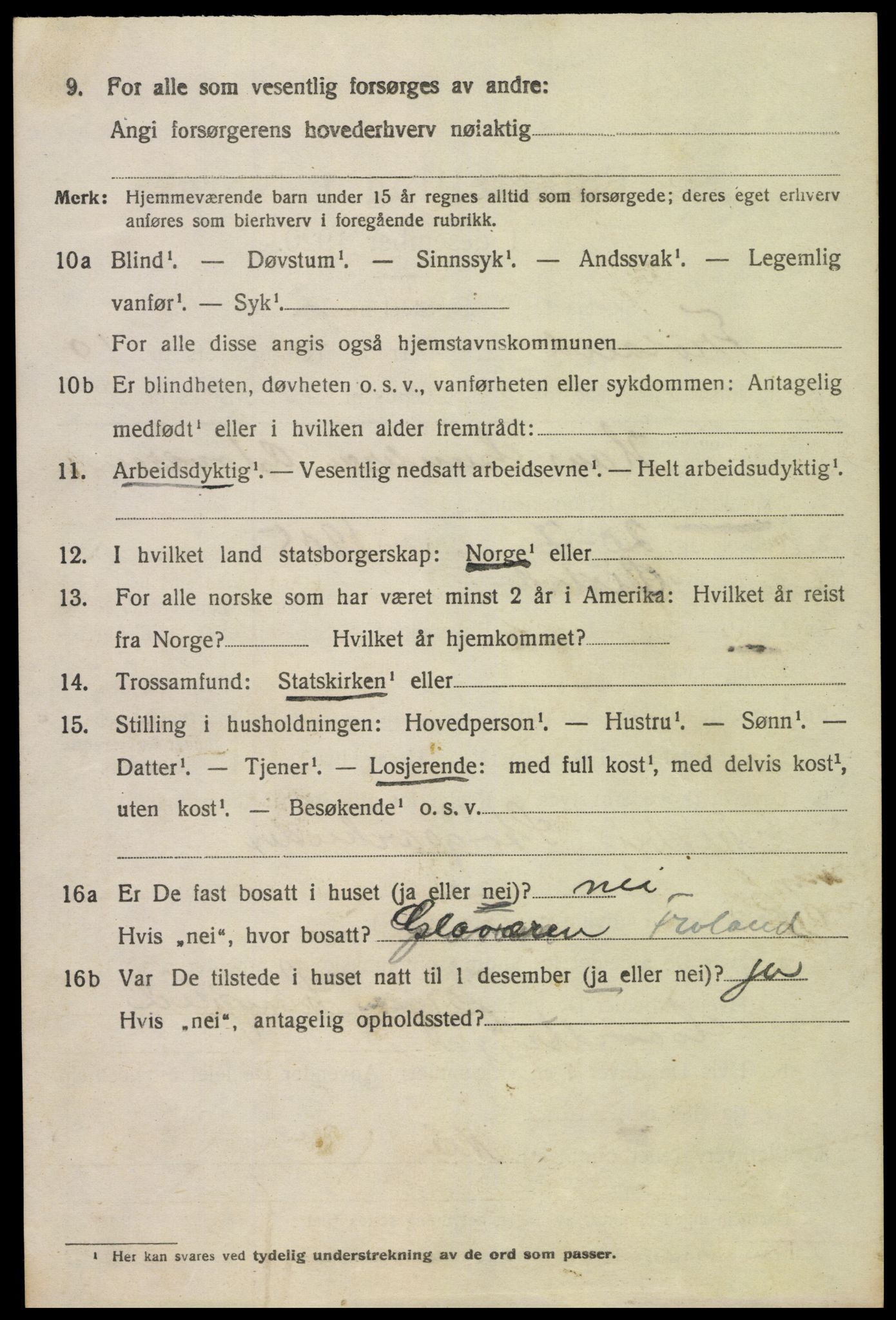 SAK, 1920 census for Froland, 1920, p. 5656