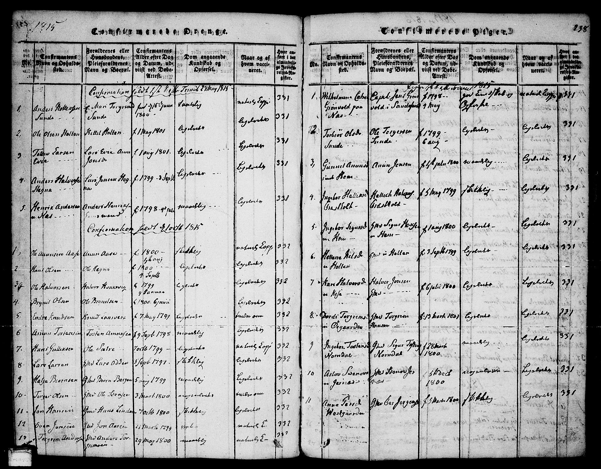 Sauherad kirkebøker, AV/SAKO-A-298/F/Fa/L0005: Parish register (official) no. I 5, 1815-1829, p. 238