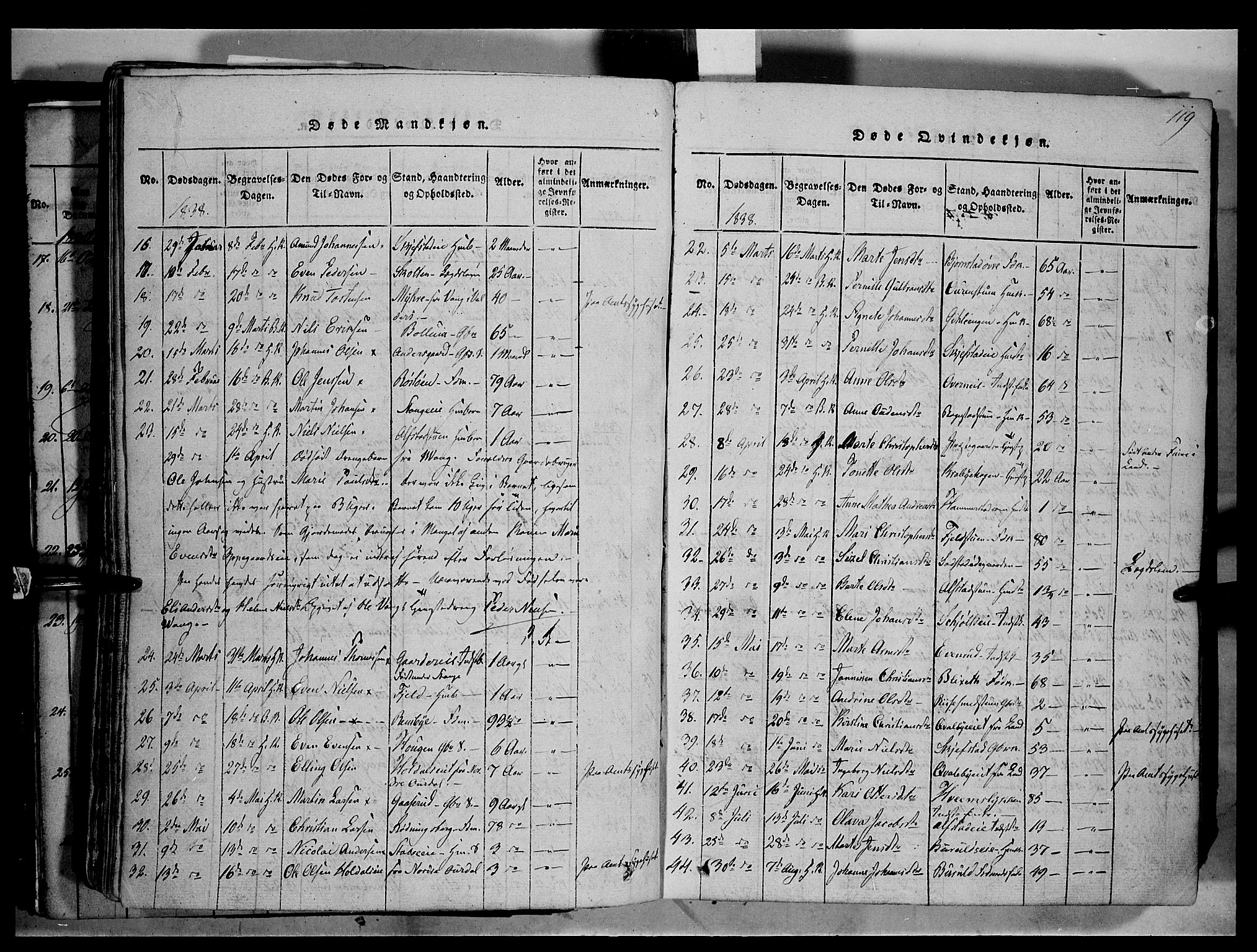 Østre Toten prestekontor, SAH/PREST-104/H/Ha/Haa/L0001: Parish register (official) no. 1, 1828-1839, p. 119