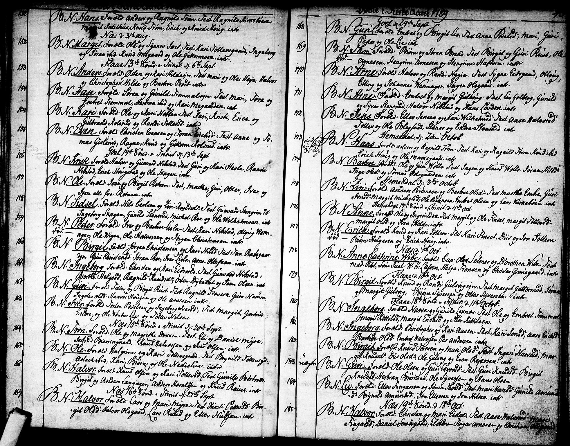 Nes kirkebøker, SAKO/A-236/F/Fa/L0005: Parish register (official) no. 5, 1787-1807, p. 42-43
