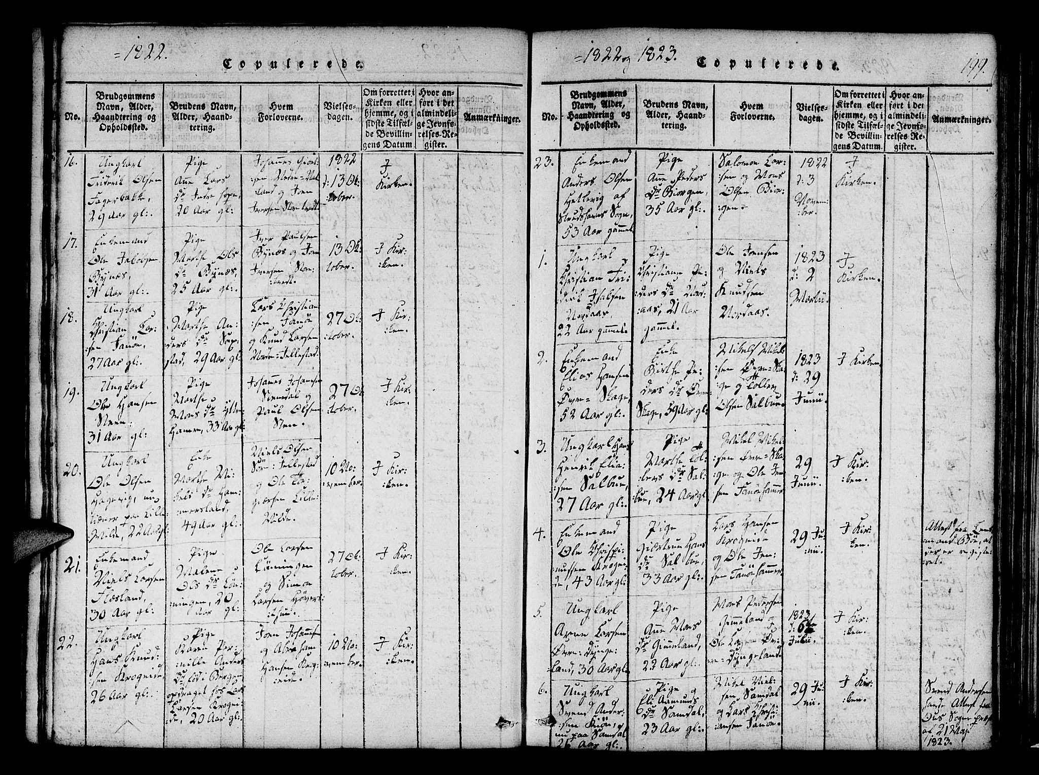 Fana Sokneprestembete, SAB/A-75101/H/Haa/Haaa/L0007: Parish register (official) no. A 7, 1816-1828, p. 199