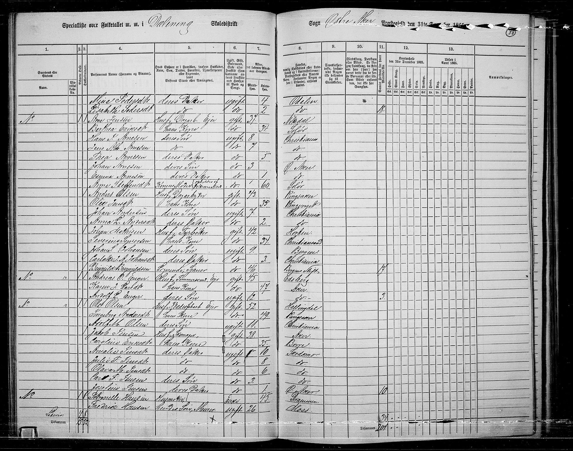 RA, 1865 census for Østre Aker, 1865, p. 85