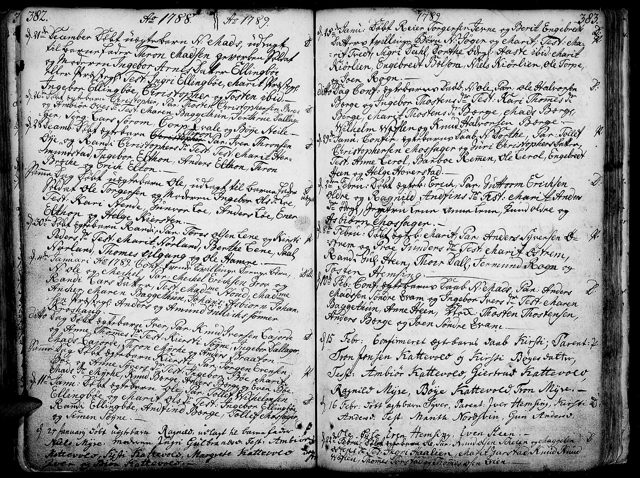Vang prestekontor, Valdres, AV/SAH-PREST-140/H/Ha/L0001: Parish register (official) no. 1, 1730-1796, p. 382-383