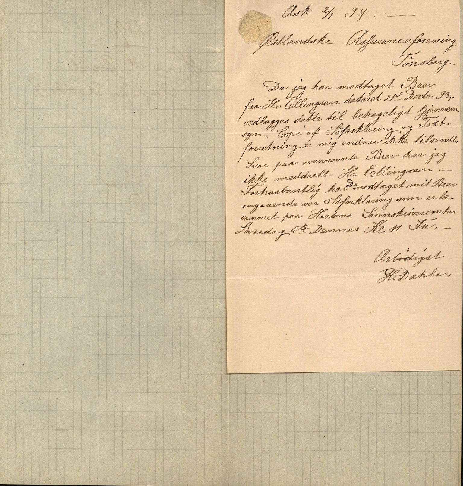 Pa 63 - Østlandske skibsassuranceforening, VEMU/A-1079/G/Ga/L0030/0002: Havaridokumenter / To venner, Emil, Empress, Enterprise, Dacapo, Dato, 1893, p. 86