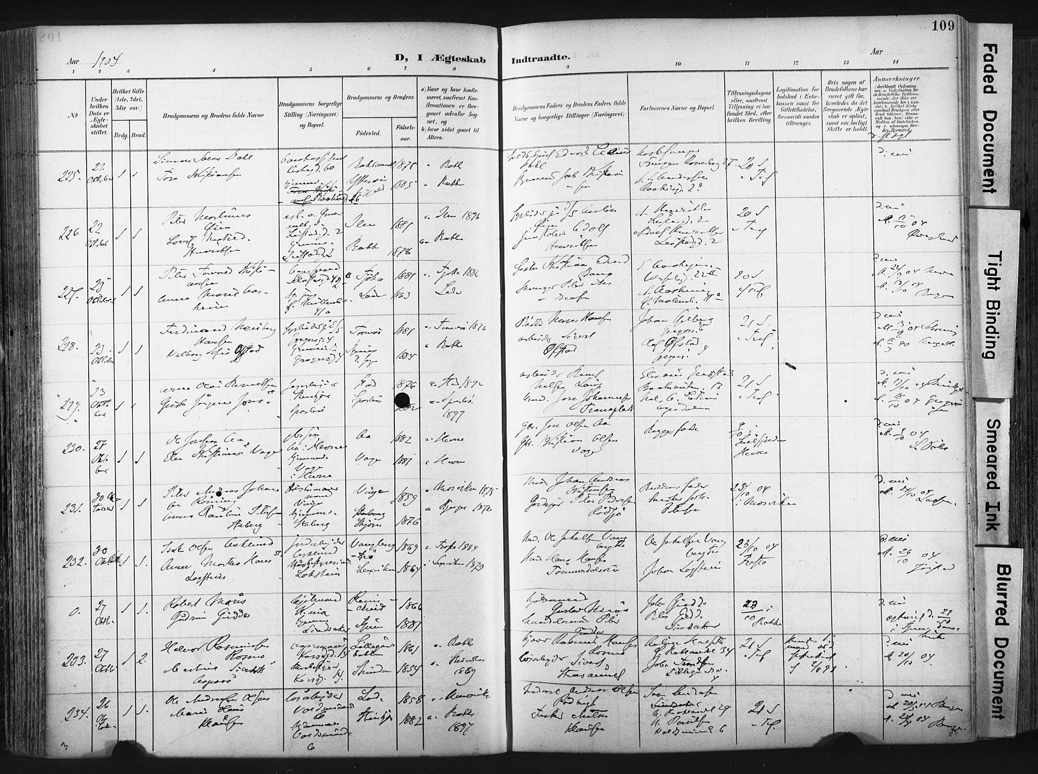 Ministerialprotokoller, klokkerbøker og fødselsregistre - Sør-Trøndelag, SAT/A-1456/604/L0201: Parish register (official) no. 604A21, 1901-1911, p. 109