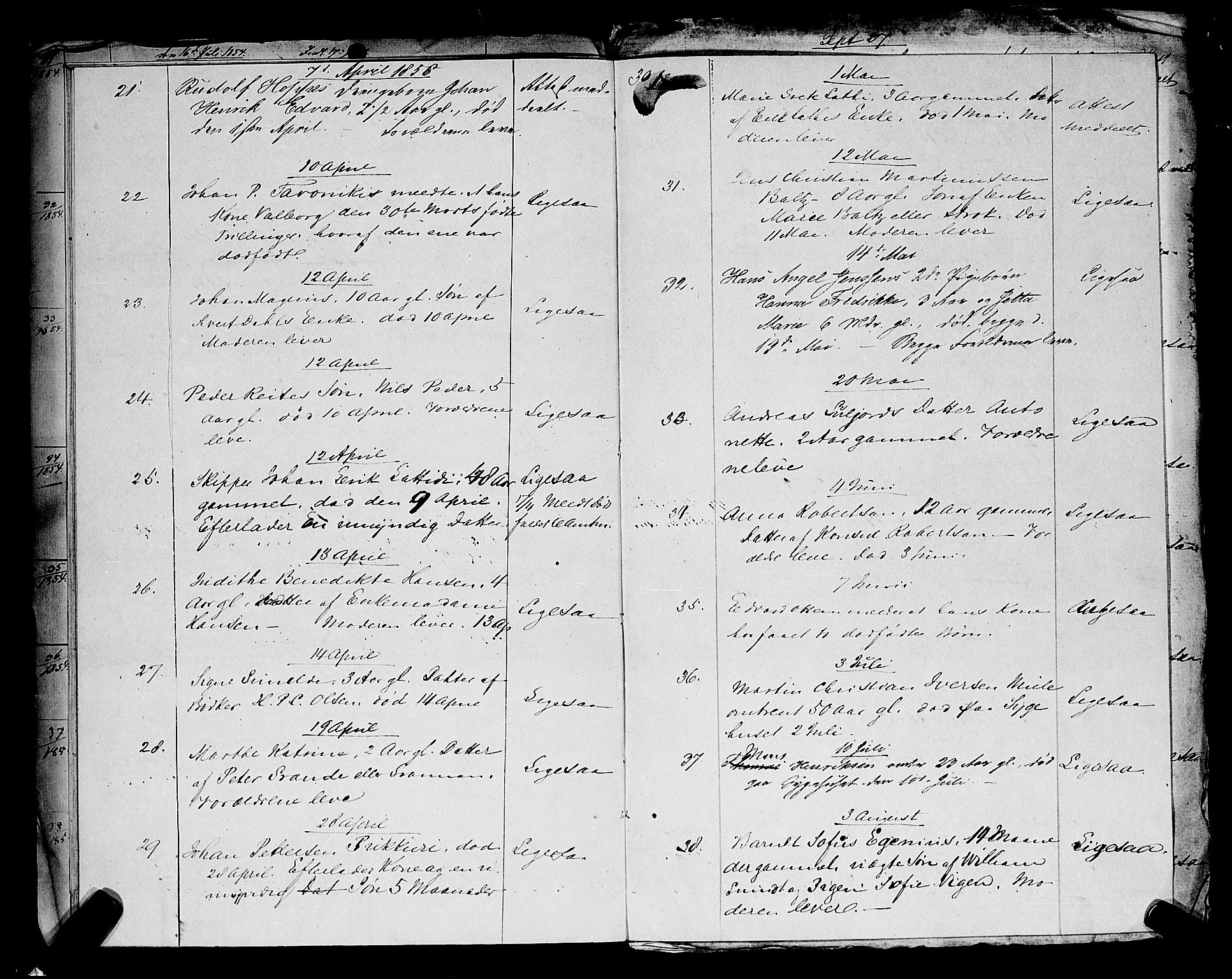 Byfogden i Hammerfest, SATØ/S-0064/J/L0209: Dødsanmeldelsesprotokoll, 1852-1862