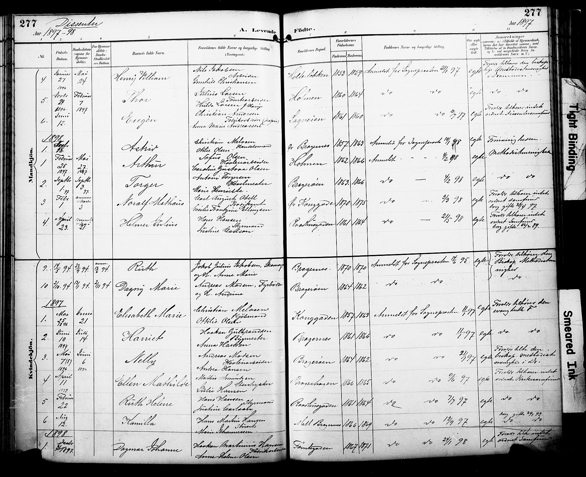 Bragernes kirkebøker, AV/SAKO-A-6/F/Fb/L0008: Parish register (official) no. II 8, 1894-1902, p. 277