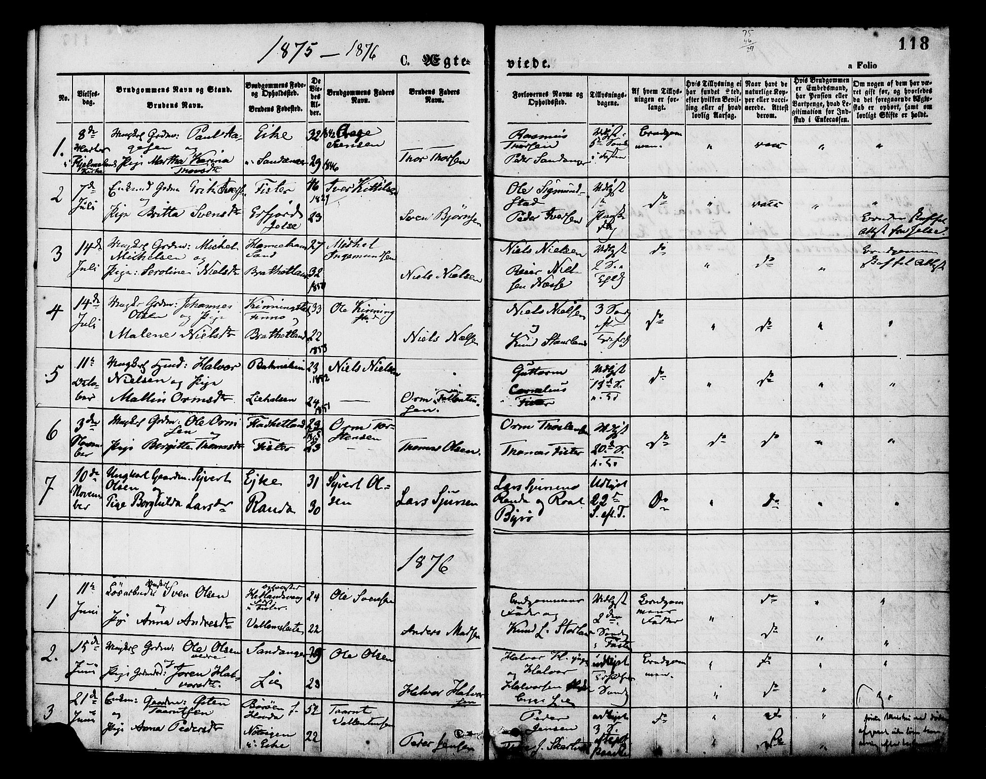 Hjelmeland sokneprestkontor, SAST/A-101843/01/IV/L0013: Parish register (official) no. A 13, 1872-1886, p. 118