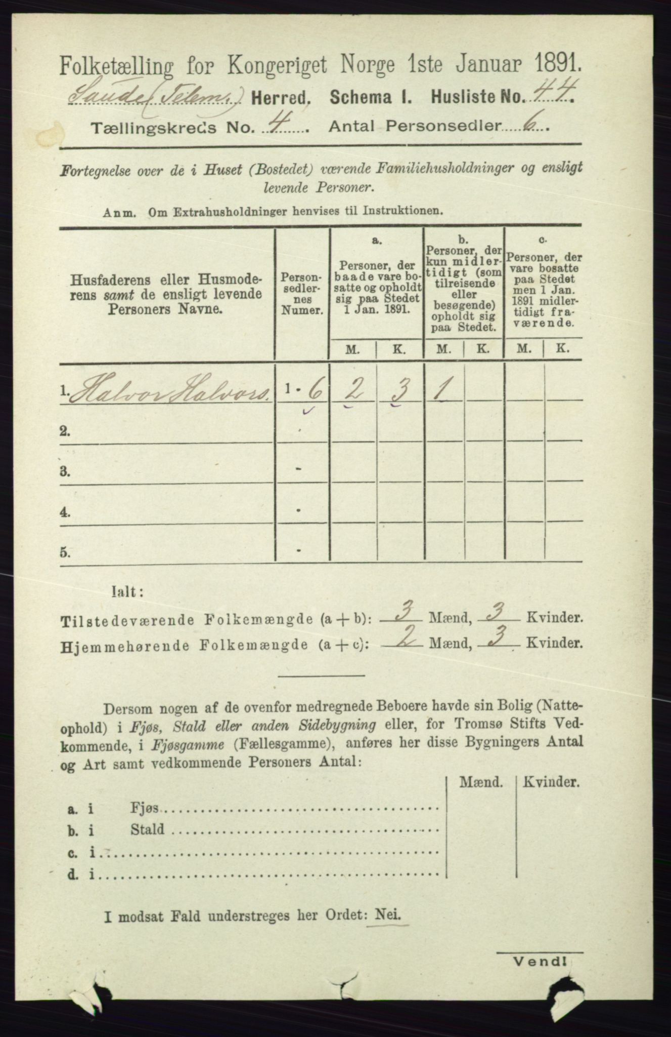 RA, 1891 census for 0822 Sauherad, 1891, p. 1092