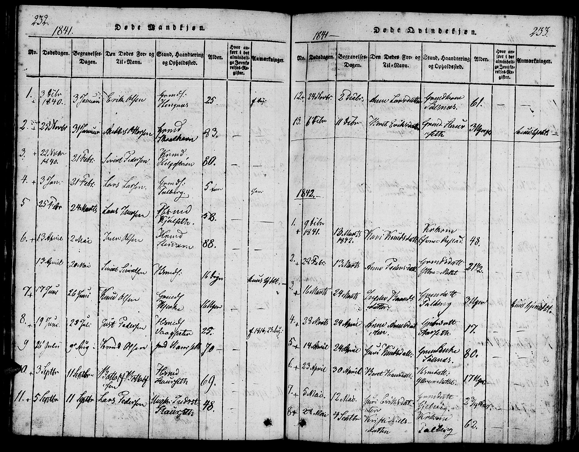 Ministerialprotokoller, klokkerbøker og fødselsregistre - Møre og Romsdal, AV/SAT-A-1454/547/L0602: Parish register (official) no. 547A04, 1818-1845, p. 232-233