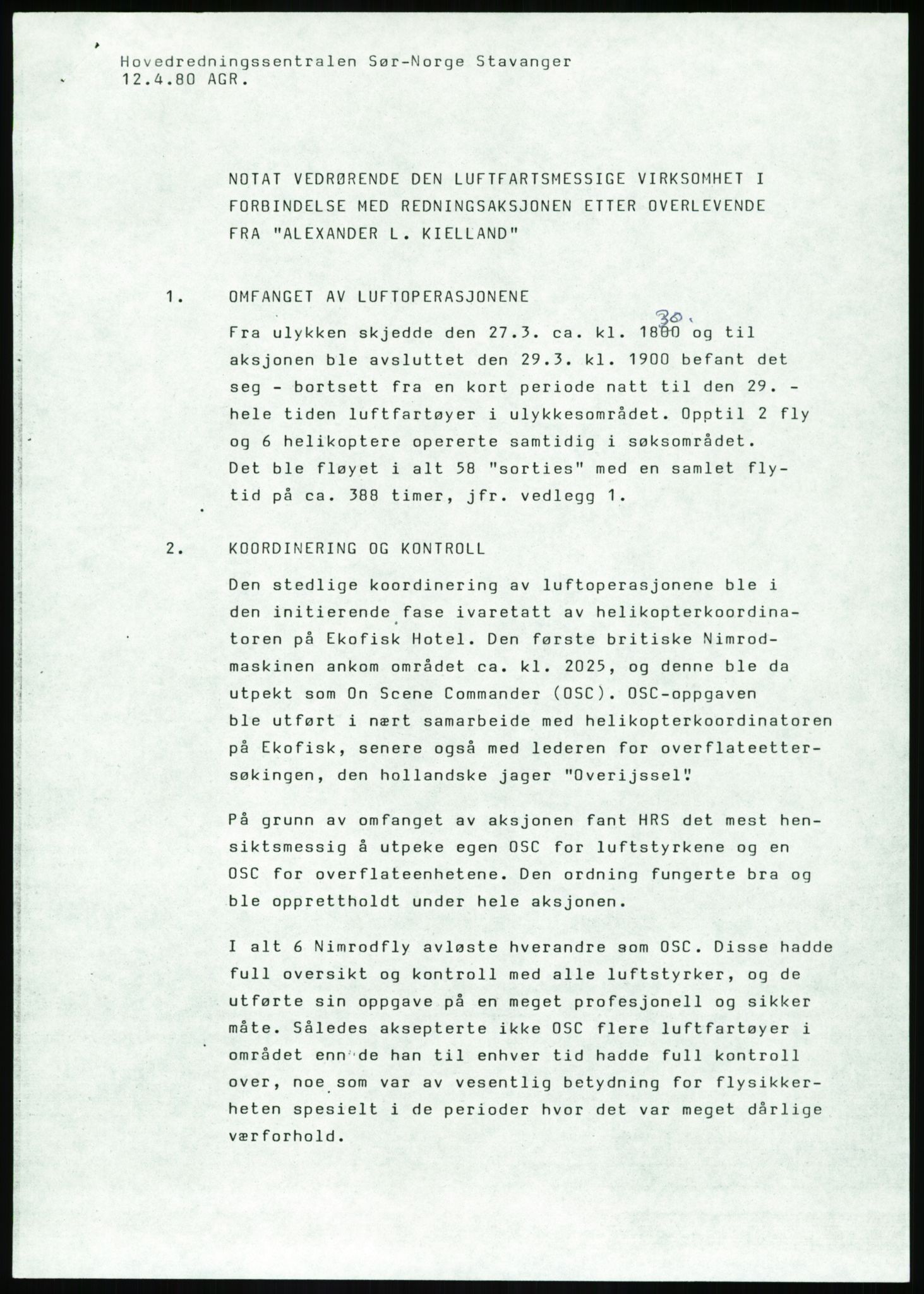 Justisdepartementet, Granskningskommisjonen ved Alexander Kielland-ulykken 27.3.1980, RA/S-1165/D/L0017: P Hjelpefartøy (Doku.liste + P1-P6 av 6)/Q Hovedredningssentralen (Q0-Q27 av 27), 1980-1981, p. 558