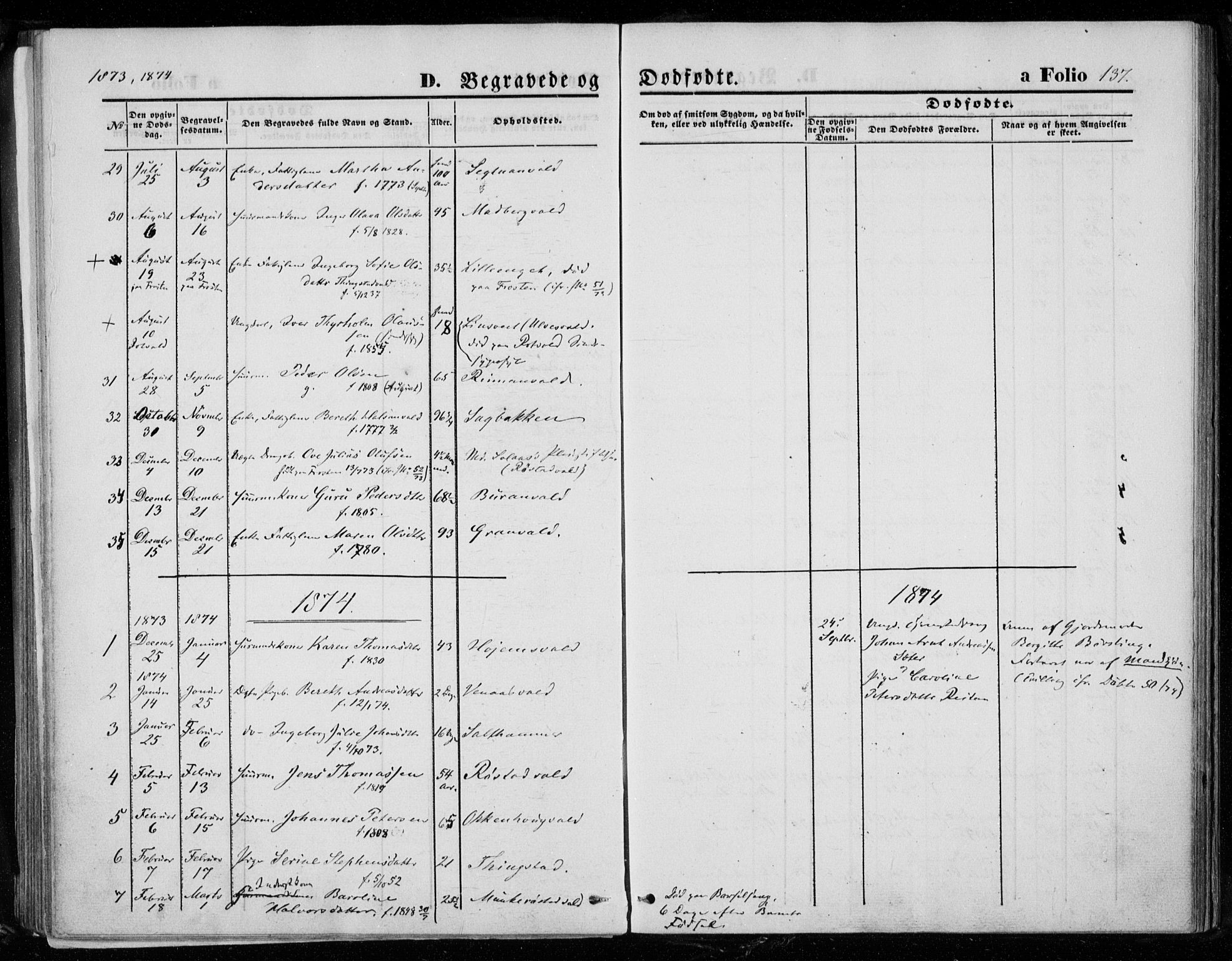 Ministerialprotokoller, klokkerbøker og fødselsregistre - Nord-Trøndelag, AV/SAT-A-1458/721/L0206: Parish register (official) no. 721A01, 1864-1874, p. 137