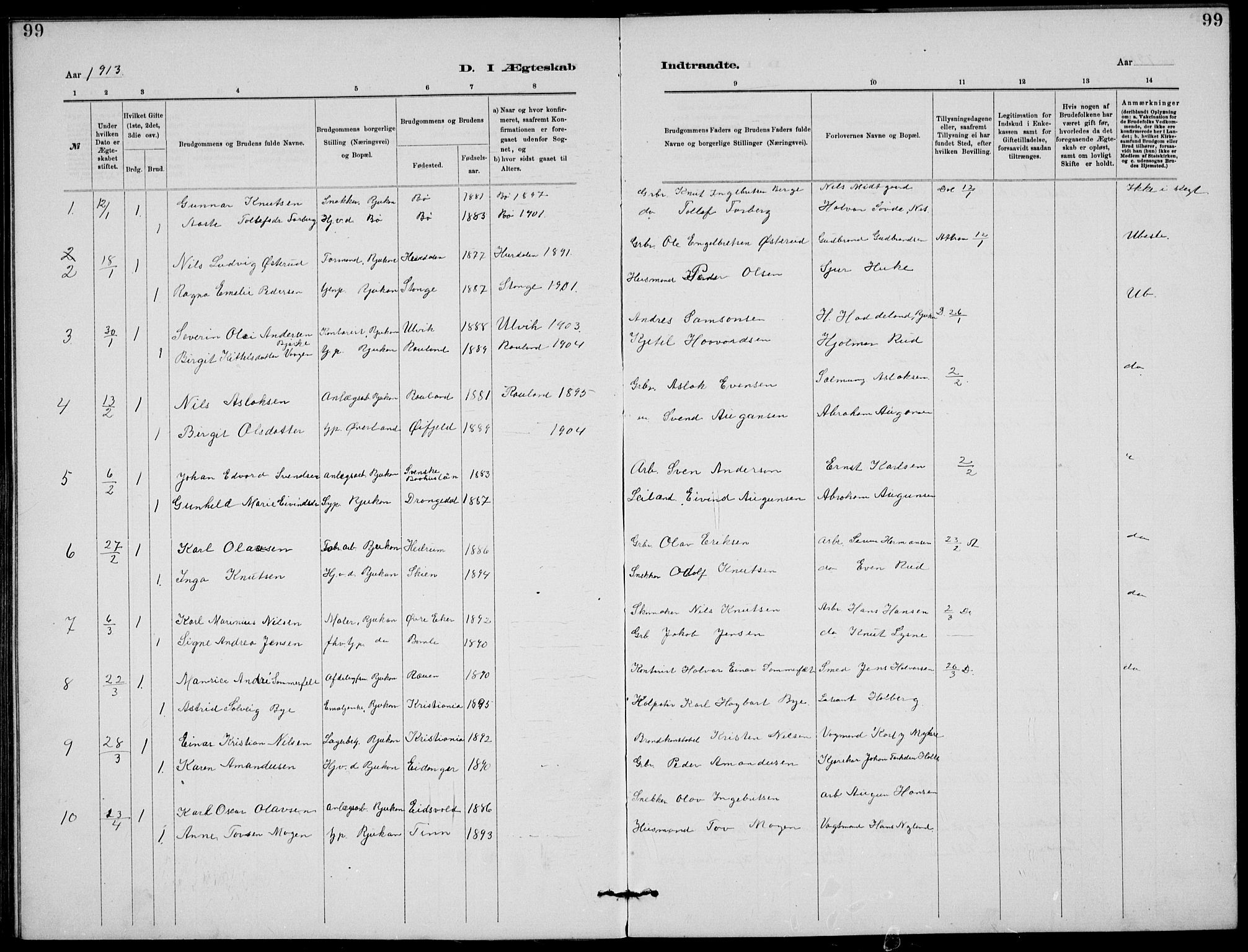 Rjukan kirkebøker, SAKO/A-294/G/Ga/L0001: Parish register (copy) no. 1, 1880-1914, p. 99
