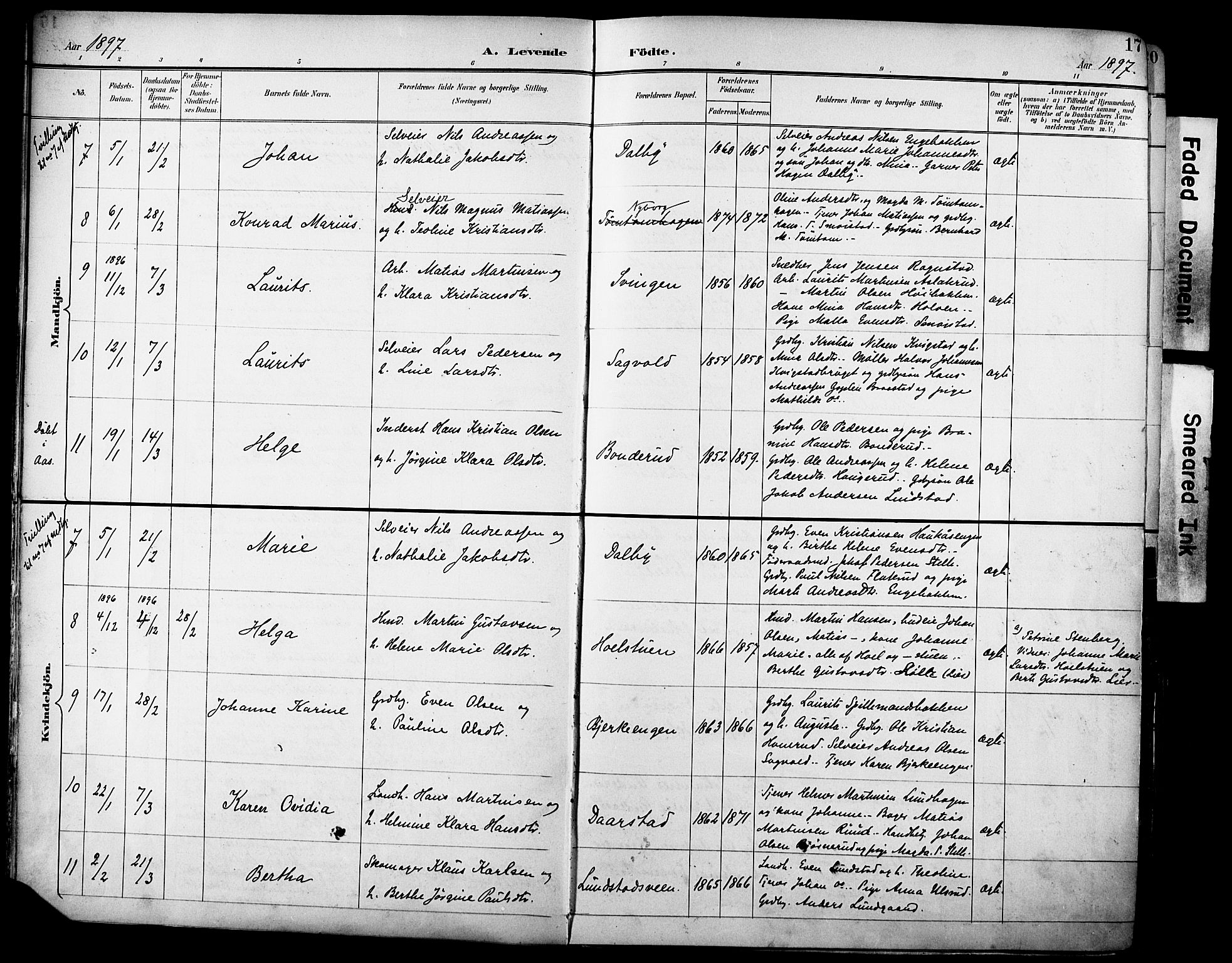 Vestre Toten prestekontor, SAH/PREST-108/H/Ha/Haa/L0013: Parish register (official) no. 13, 1895-1911, p. 17