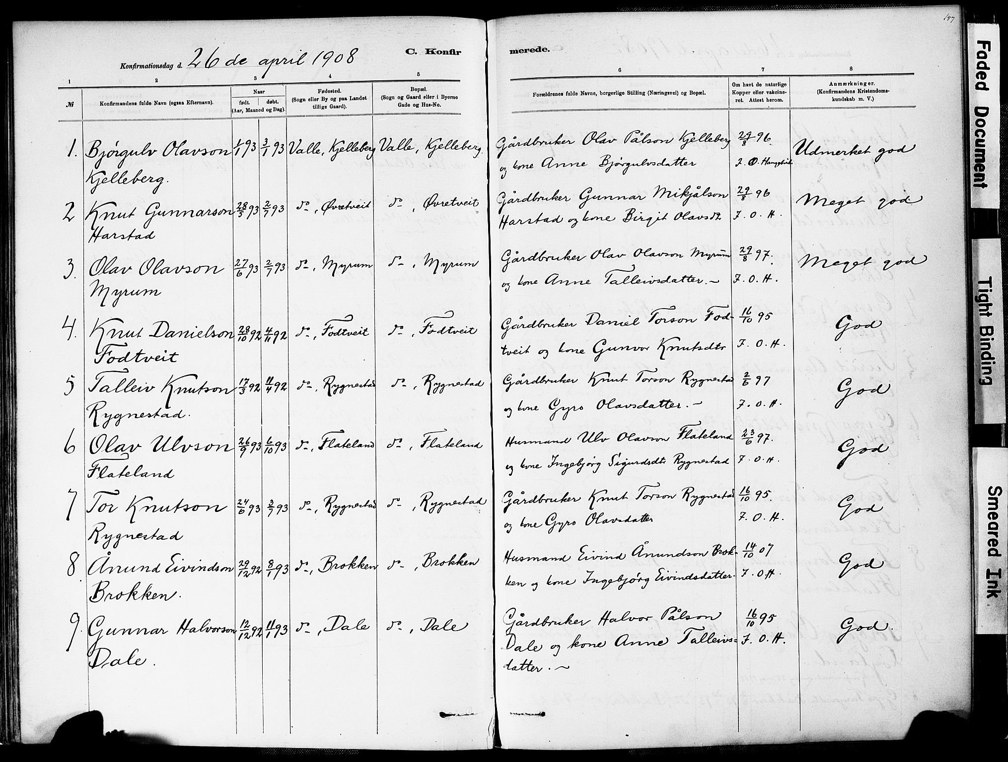 Valle sokneprestkontor, AV/SAK-1111-0044/F/Fa/Fac/L0009: Parish register (official) no. A 9, 1882-1913, p. 157