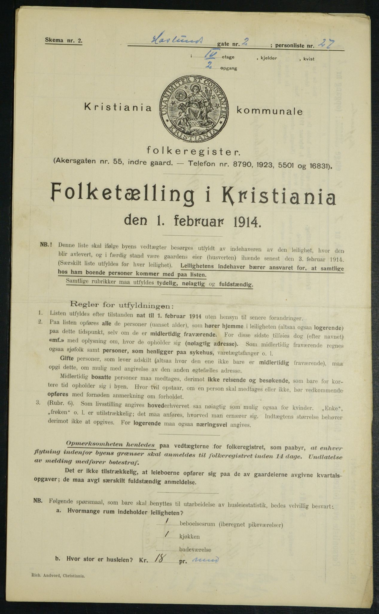 OBA, Municipal Census 1914 for Kristiania, 1914, p. 26860